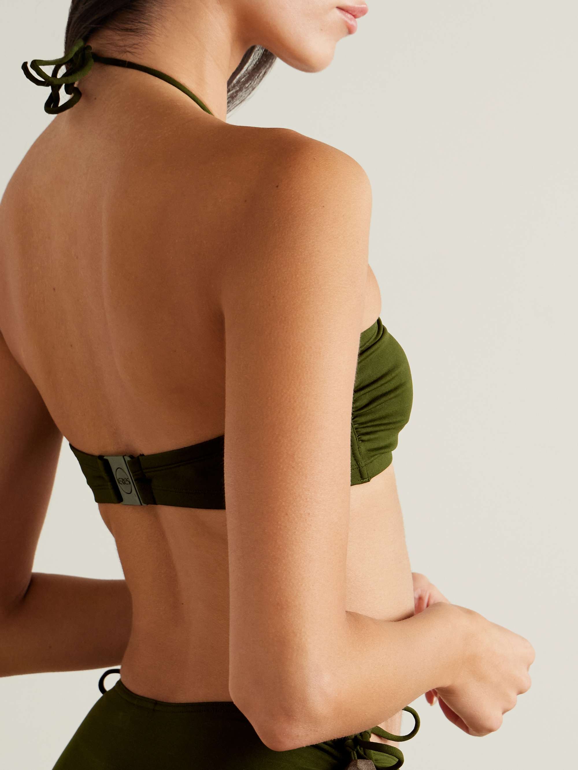 Polaris ruched embellished halterneck bikini top view