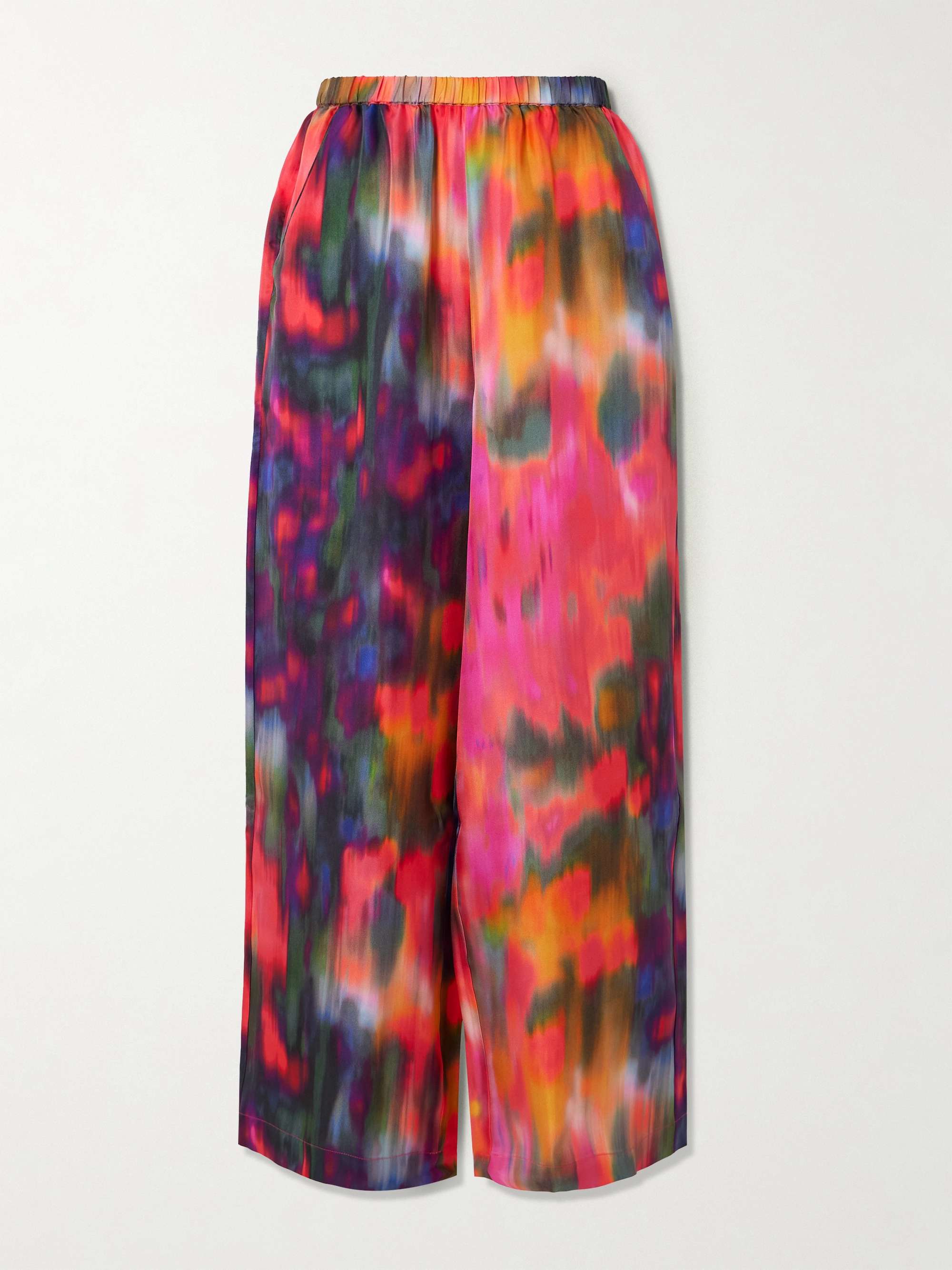 Magnetique printed silk-twill wide-leg pants view