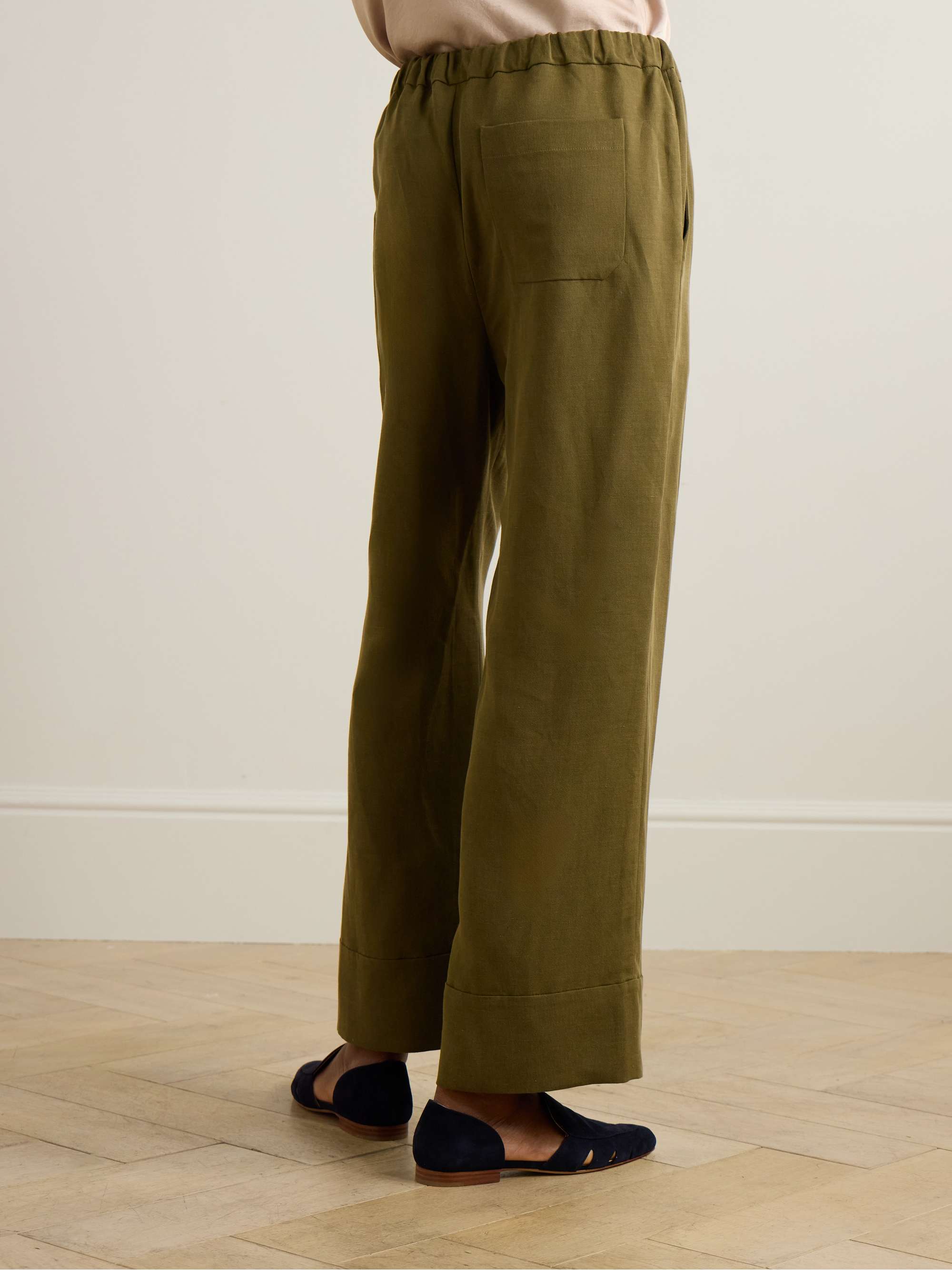 Linen and TENCEL™ Lyocell-blend straight-leg pants view