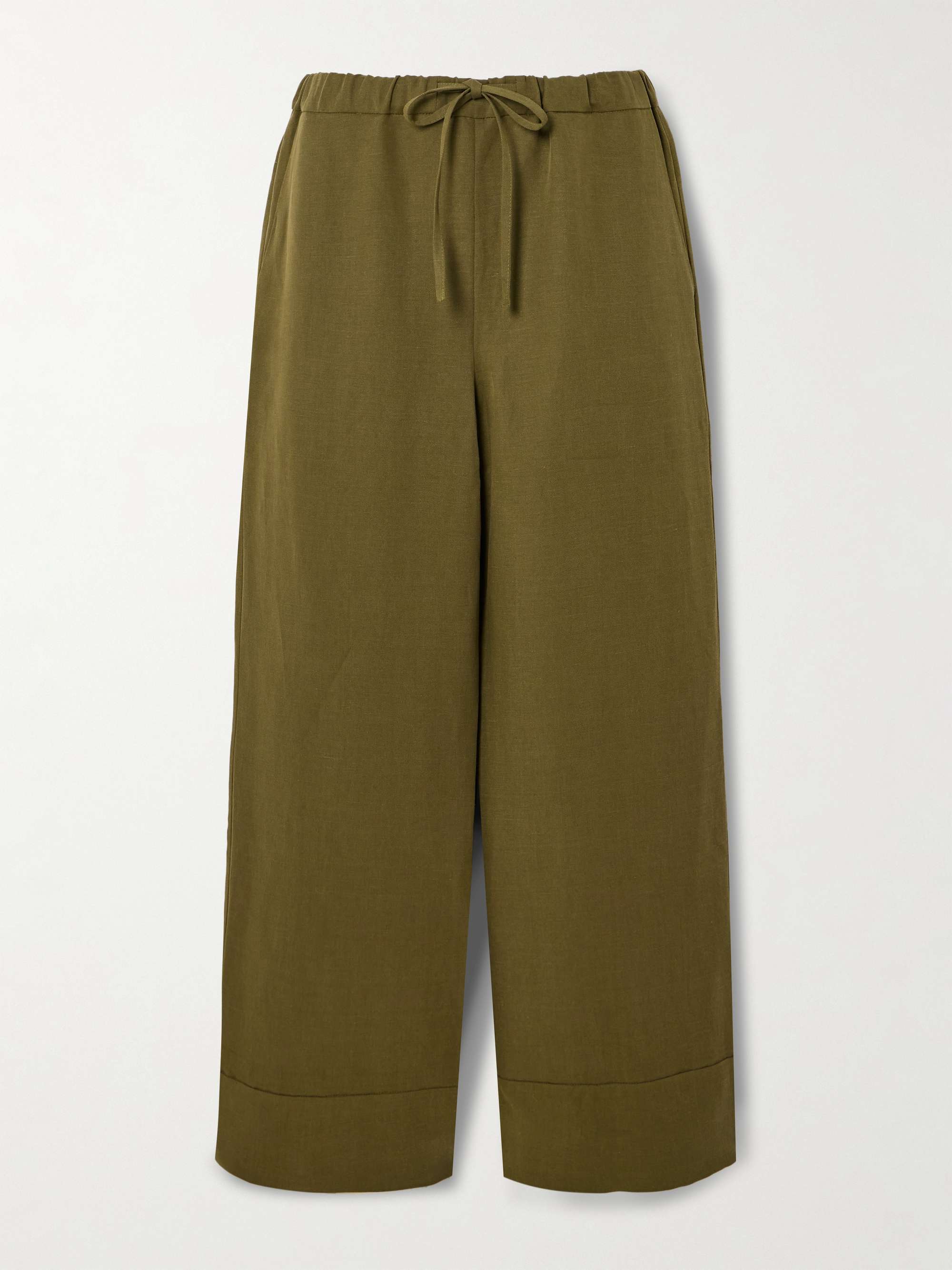 Linen and TENCEL™ Lyocell-blend straight-leg pants view