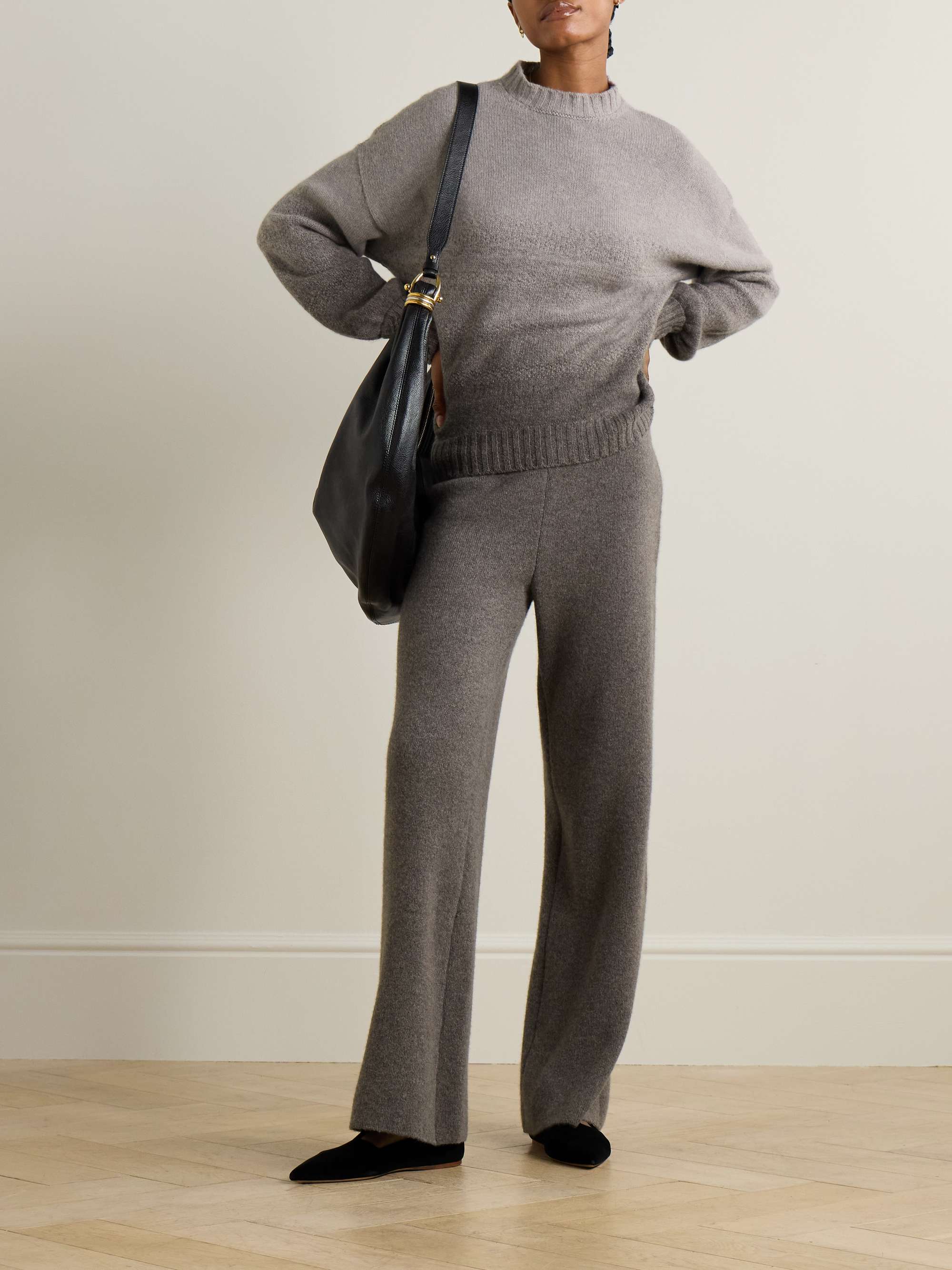Wool and cashmere-blend wide-leg pants view