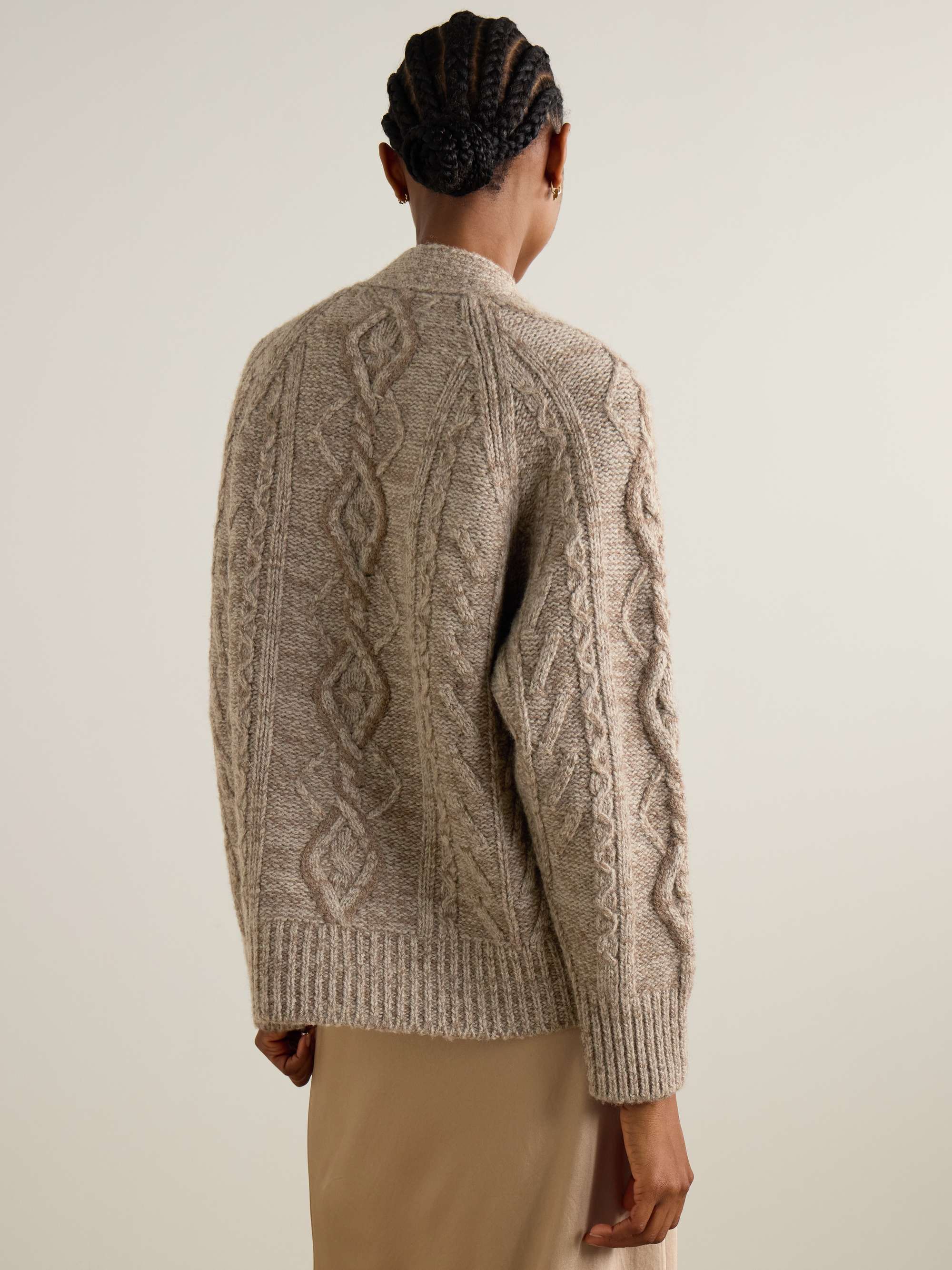 Cable-knit wool cardigan view