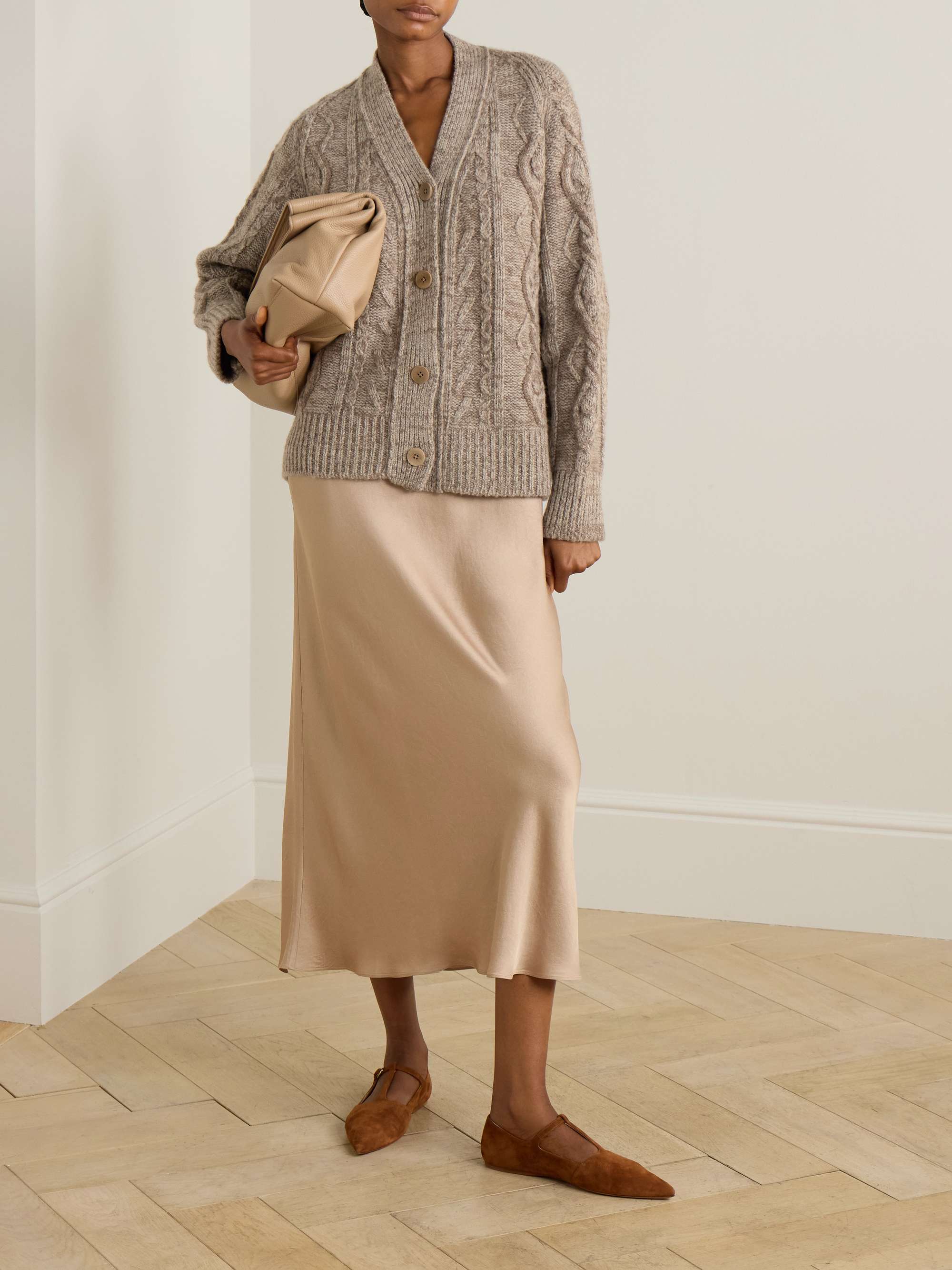 Cable-knit wool cardigan view