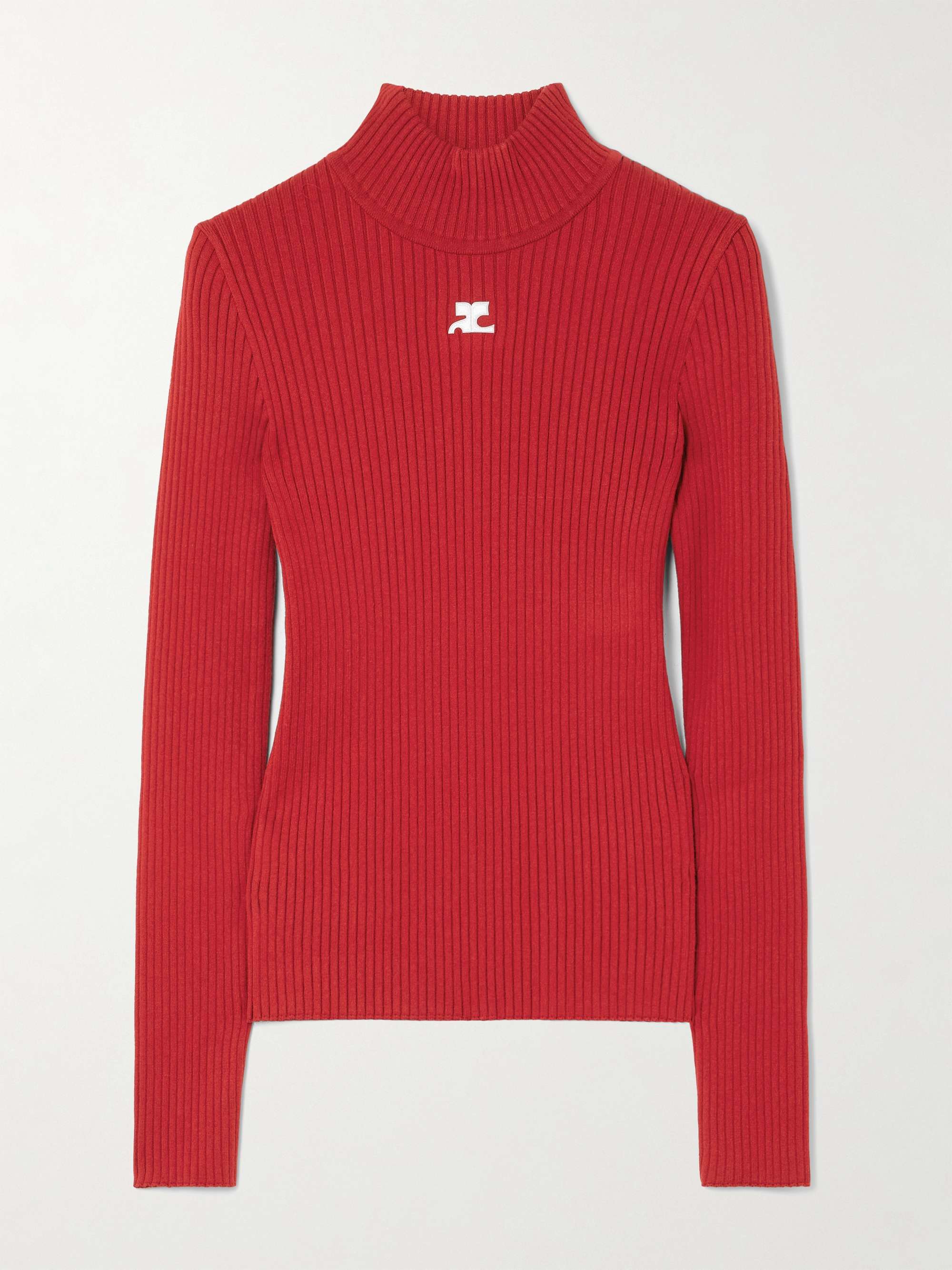 Embroidered ribbed-knit sweater view