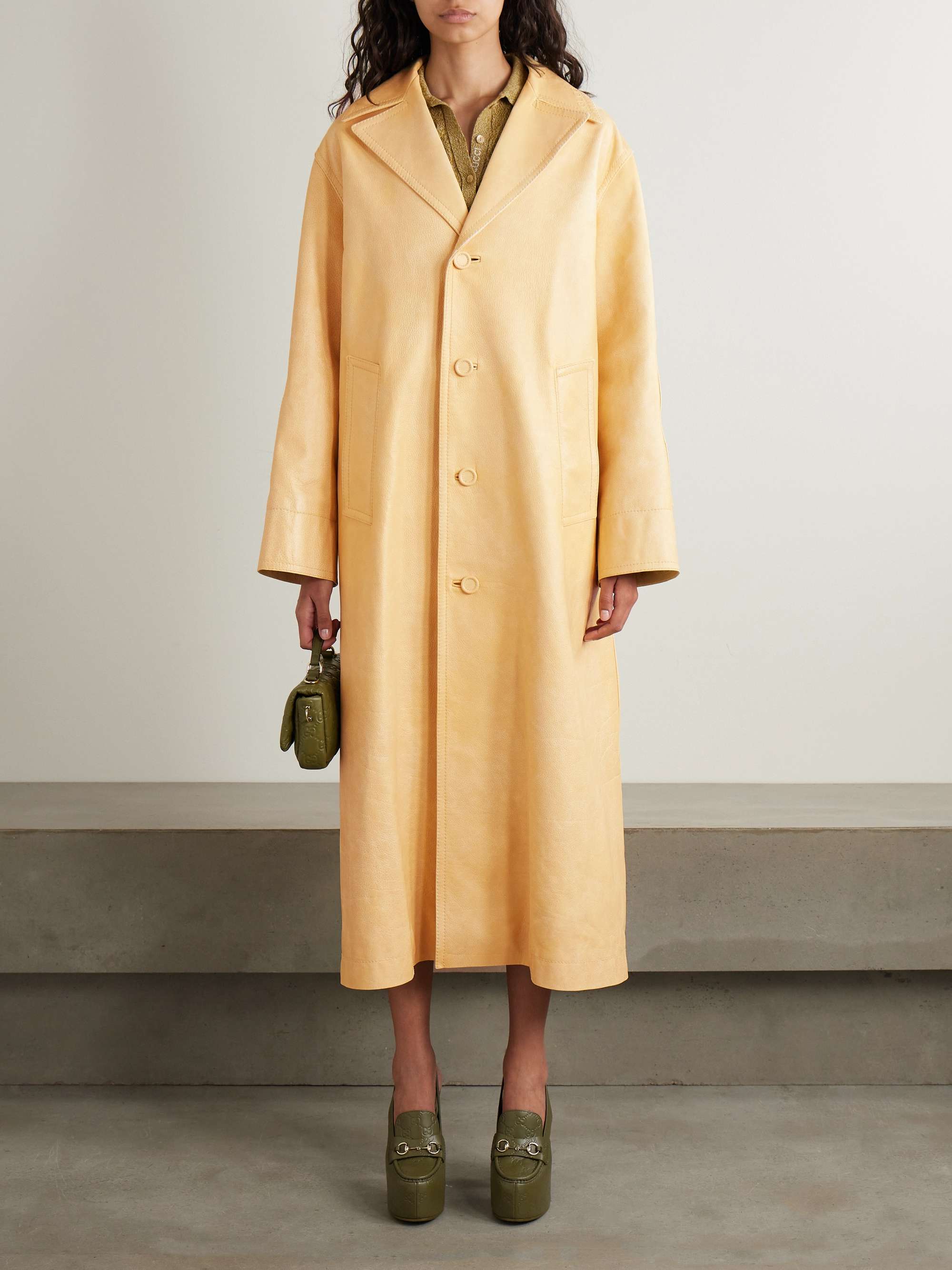 Textured-leather coat view