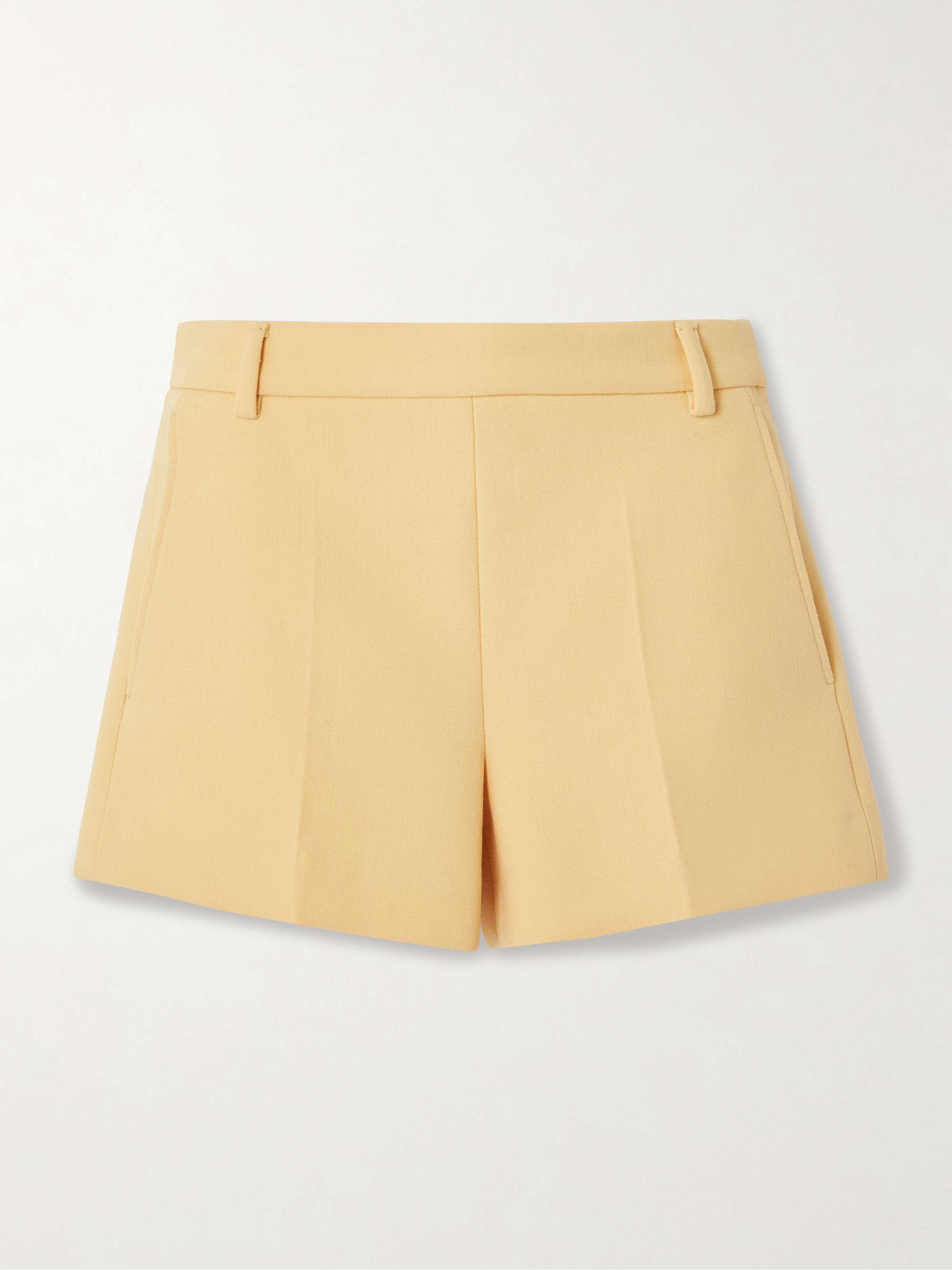 Embroidered grain de poudre wool shorts view