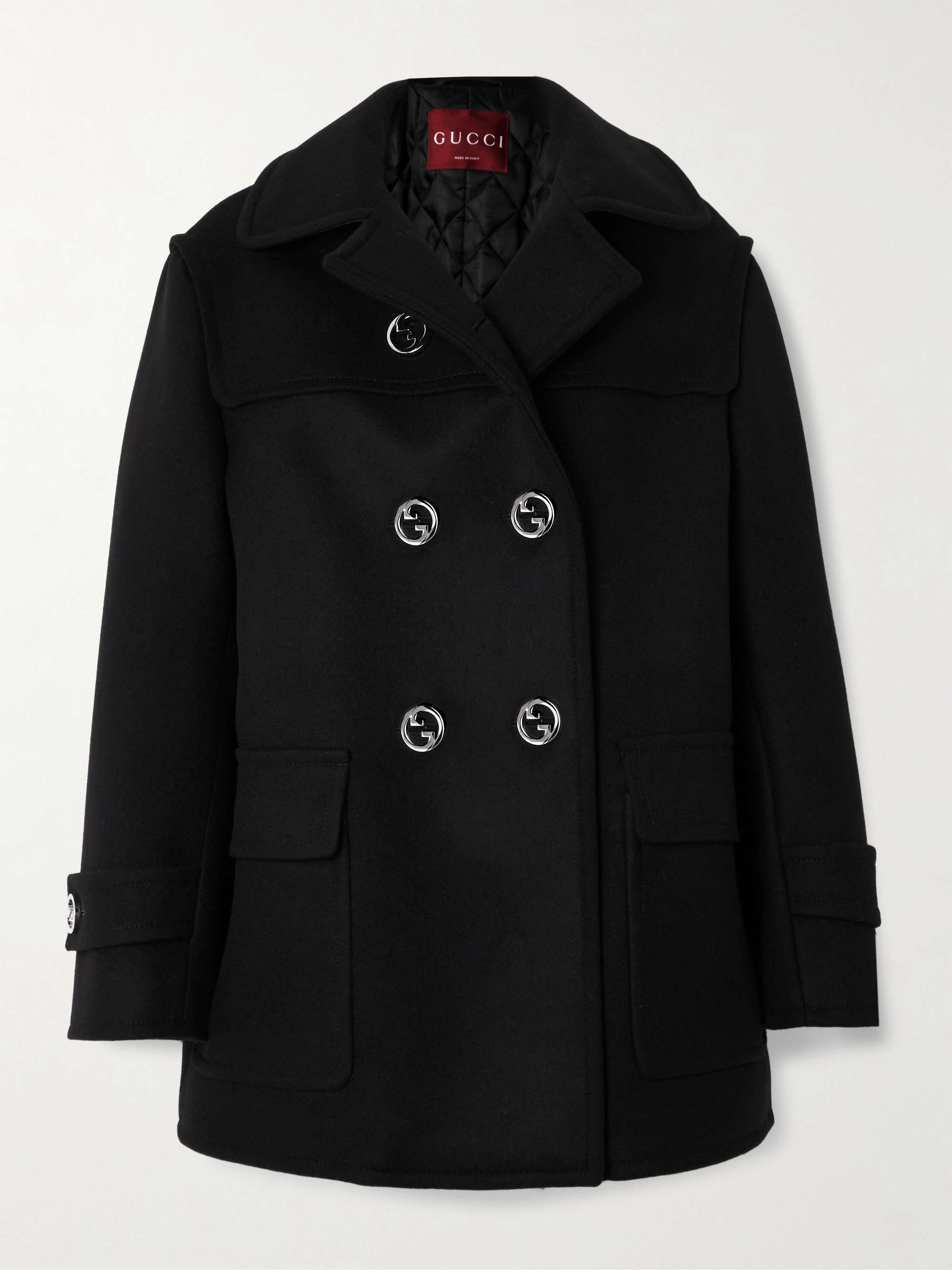 Double-breasted padded wool jacket view