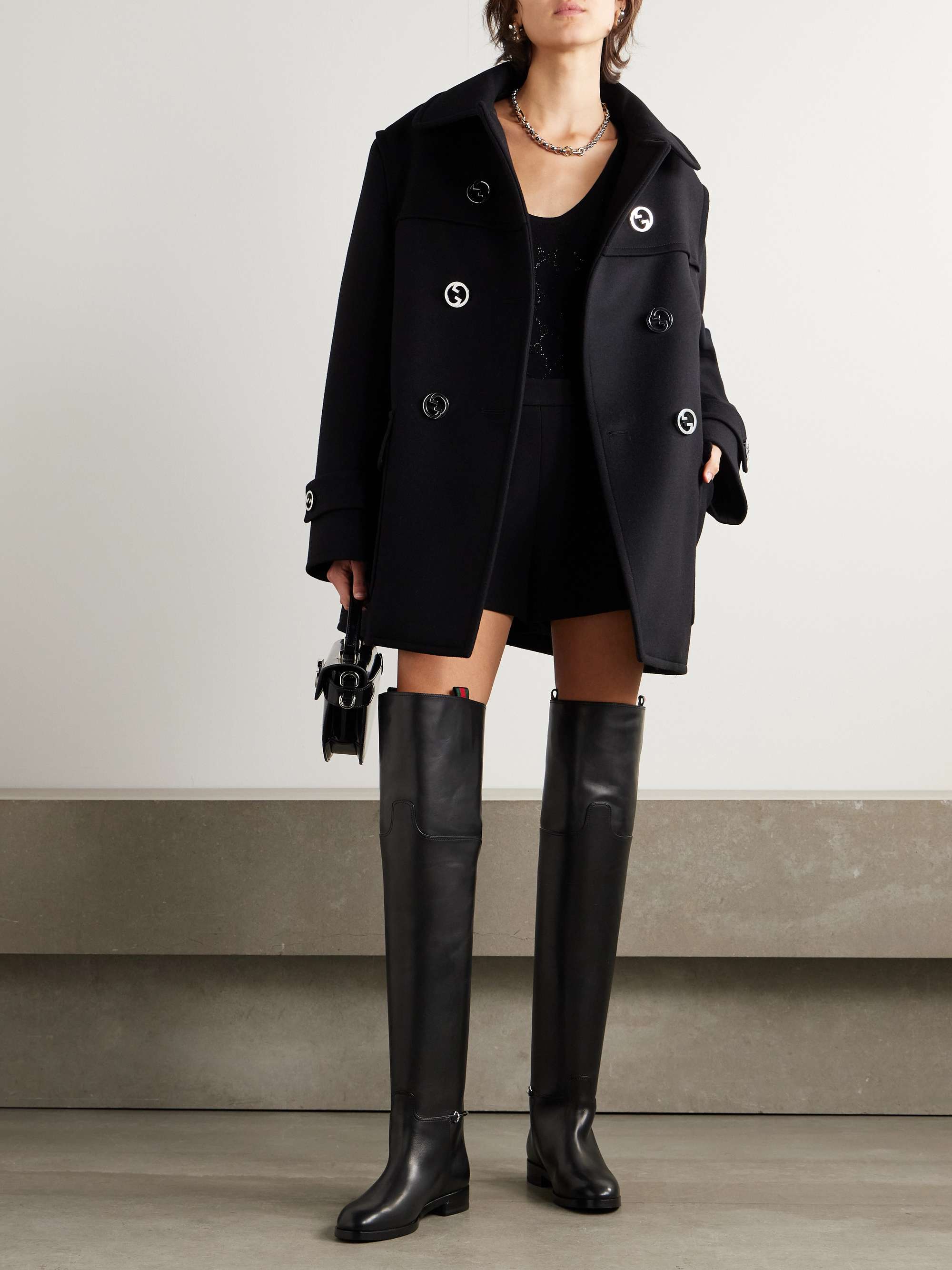 Double-breasted padded wool jacket view
