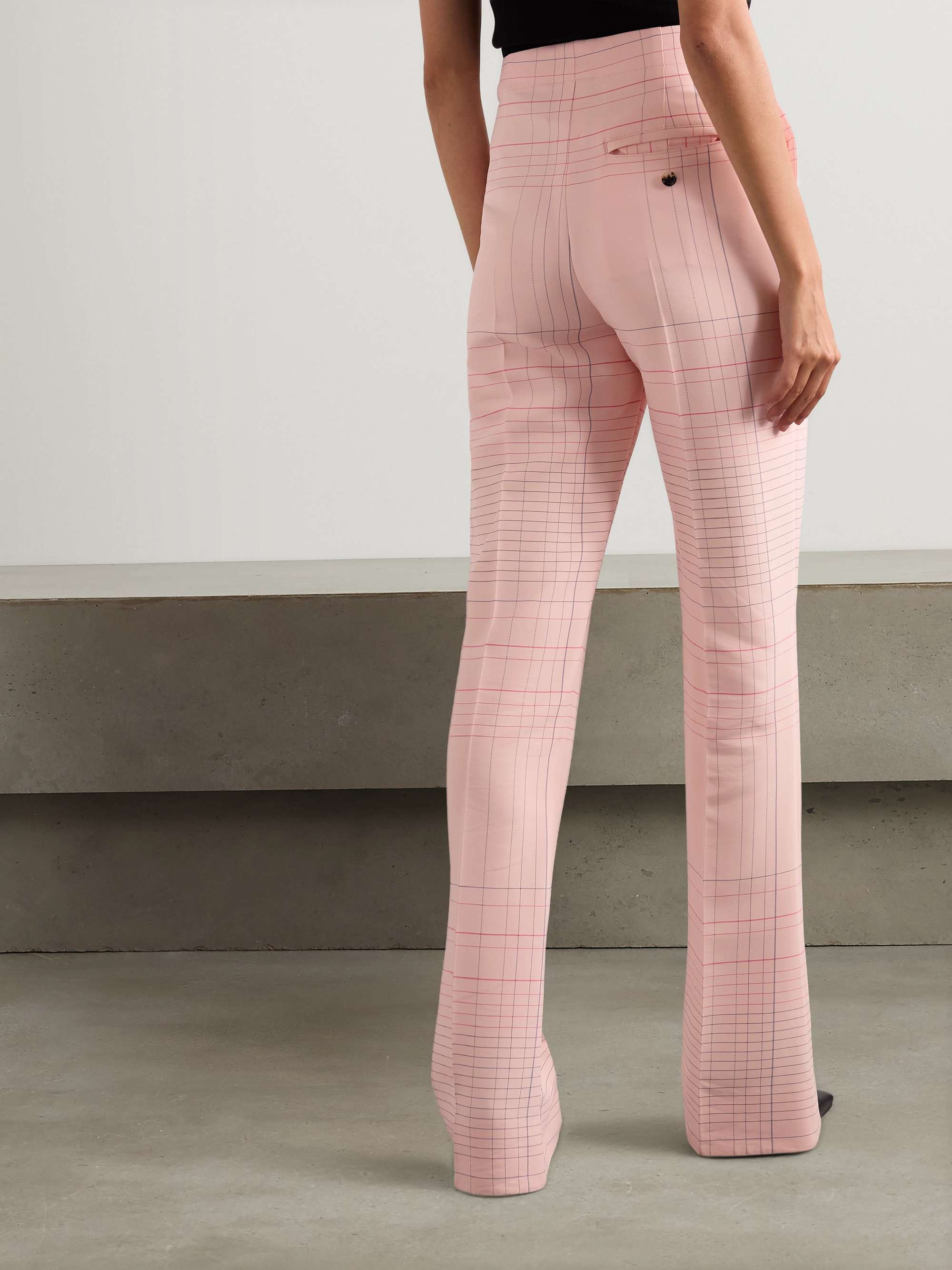 Checked crepe straight-leg pants view