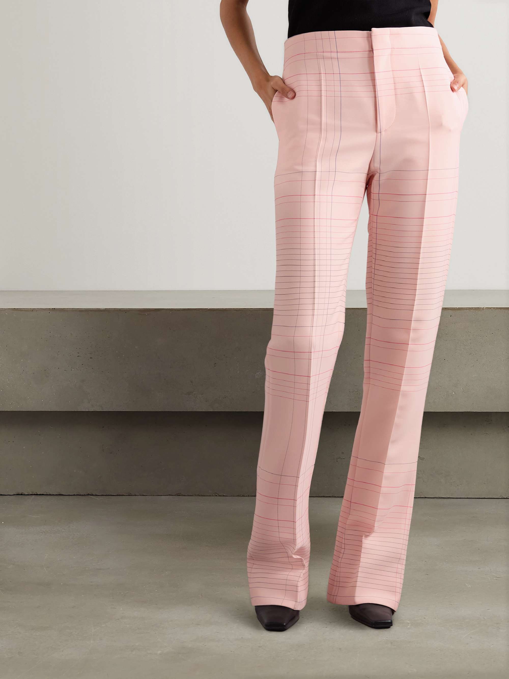 Checked crepe straight-leg pants view