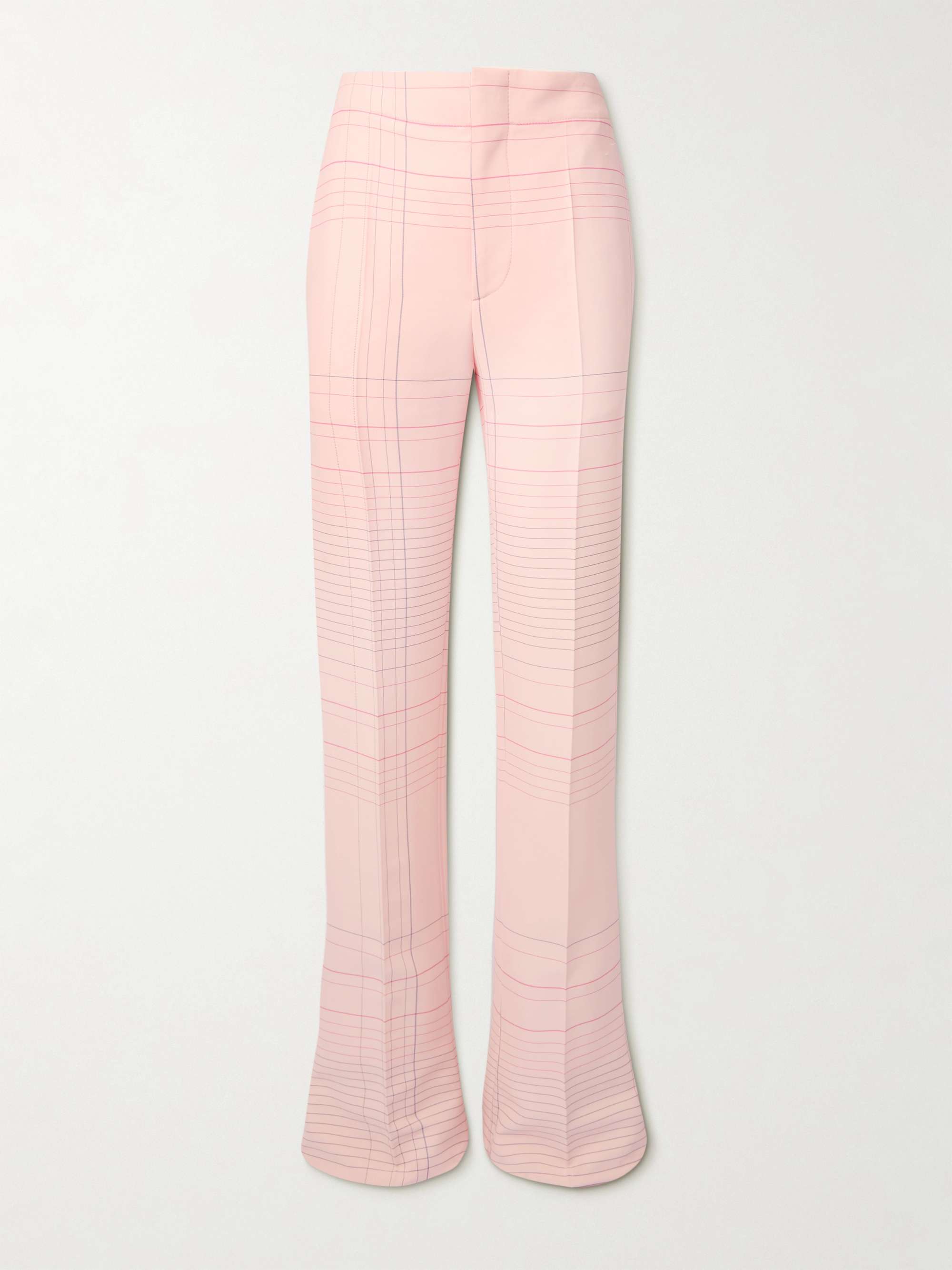 Checked crepe straight-leg pants view