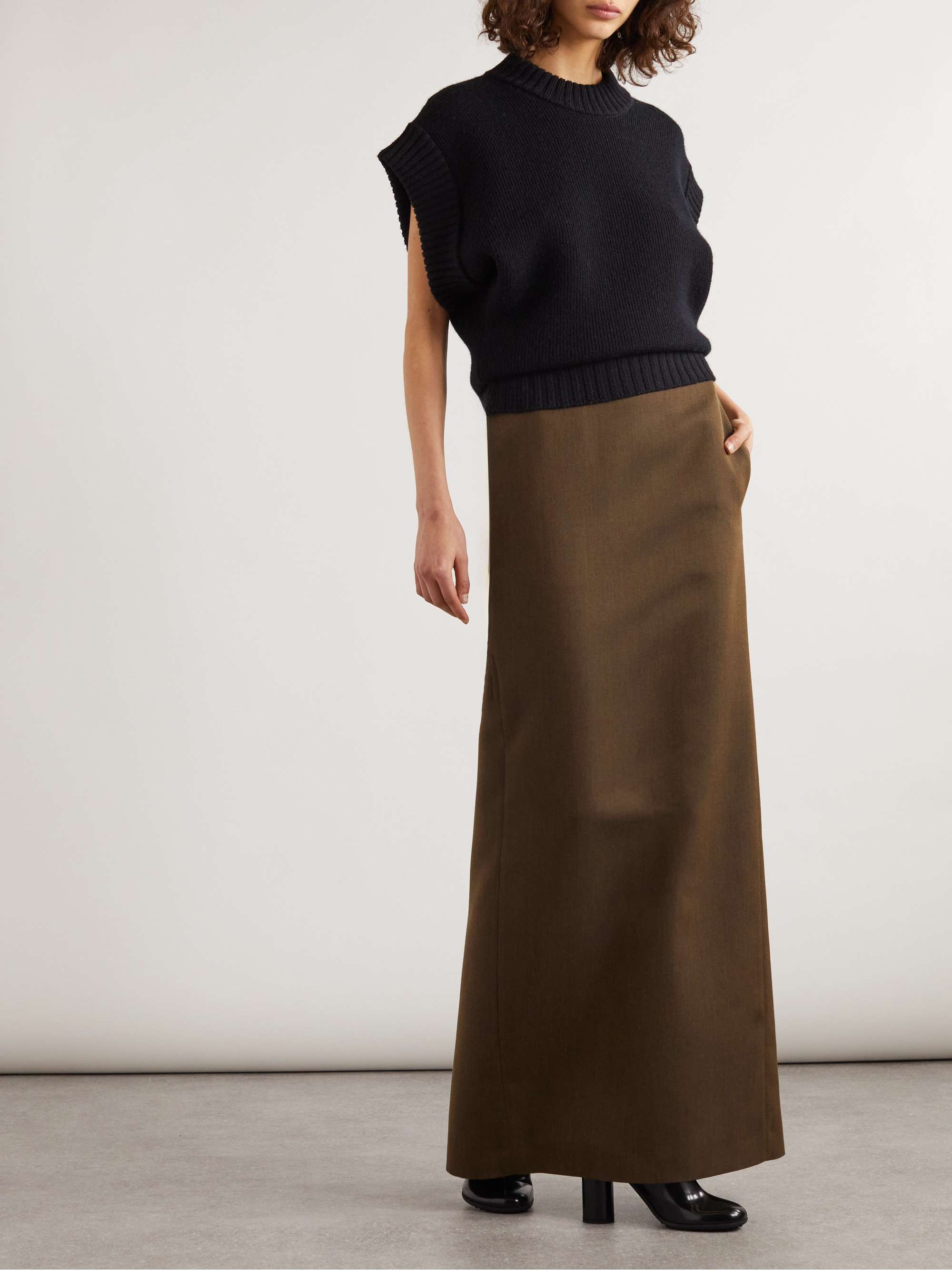 Wool-twill maxi skirt view