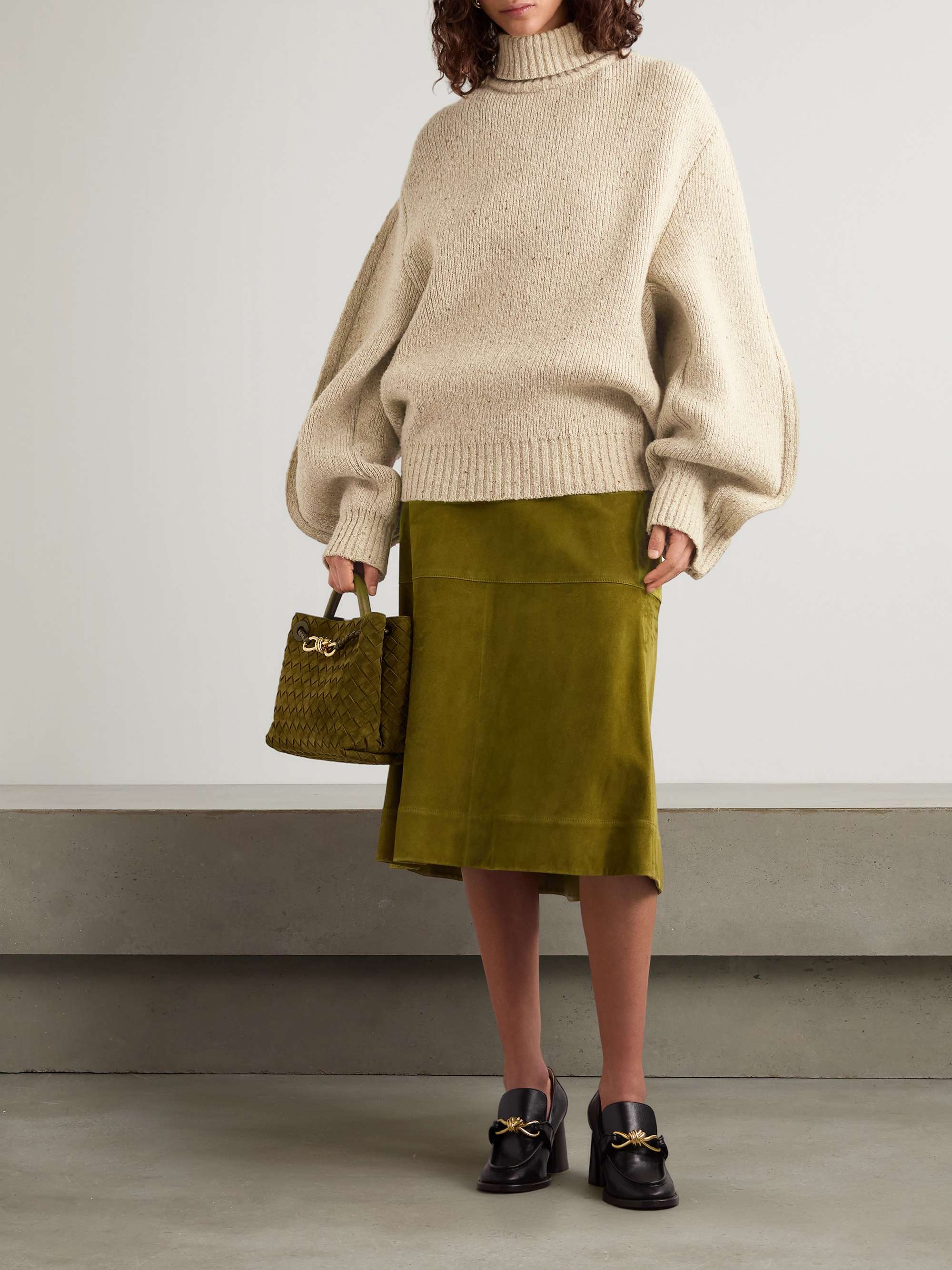 Button-detailed wool turtleneck sweater view