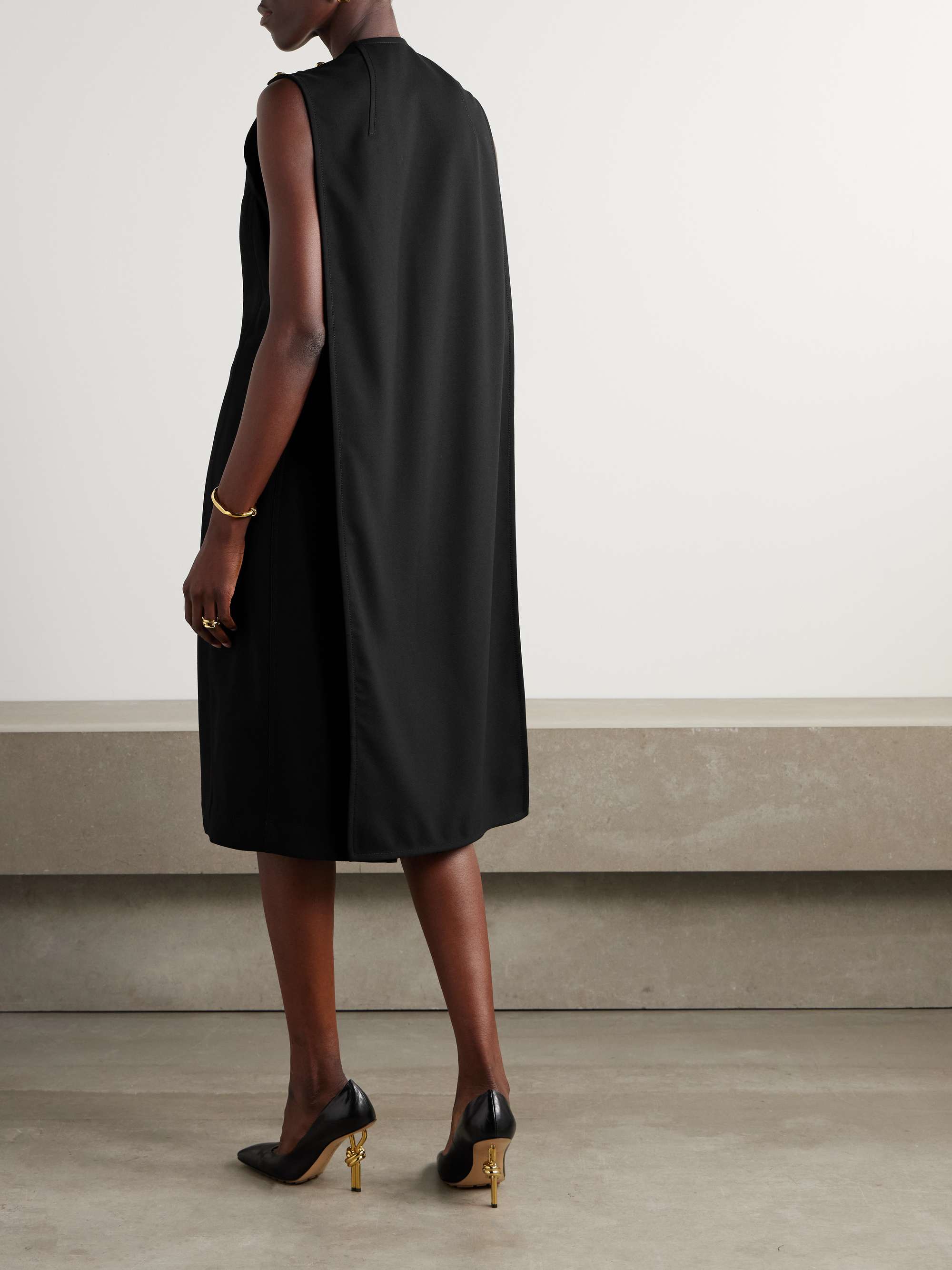 Cape-effect ribbed wool-blend dress view