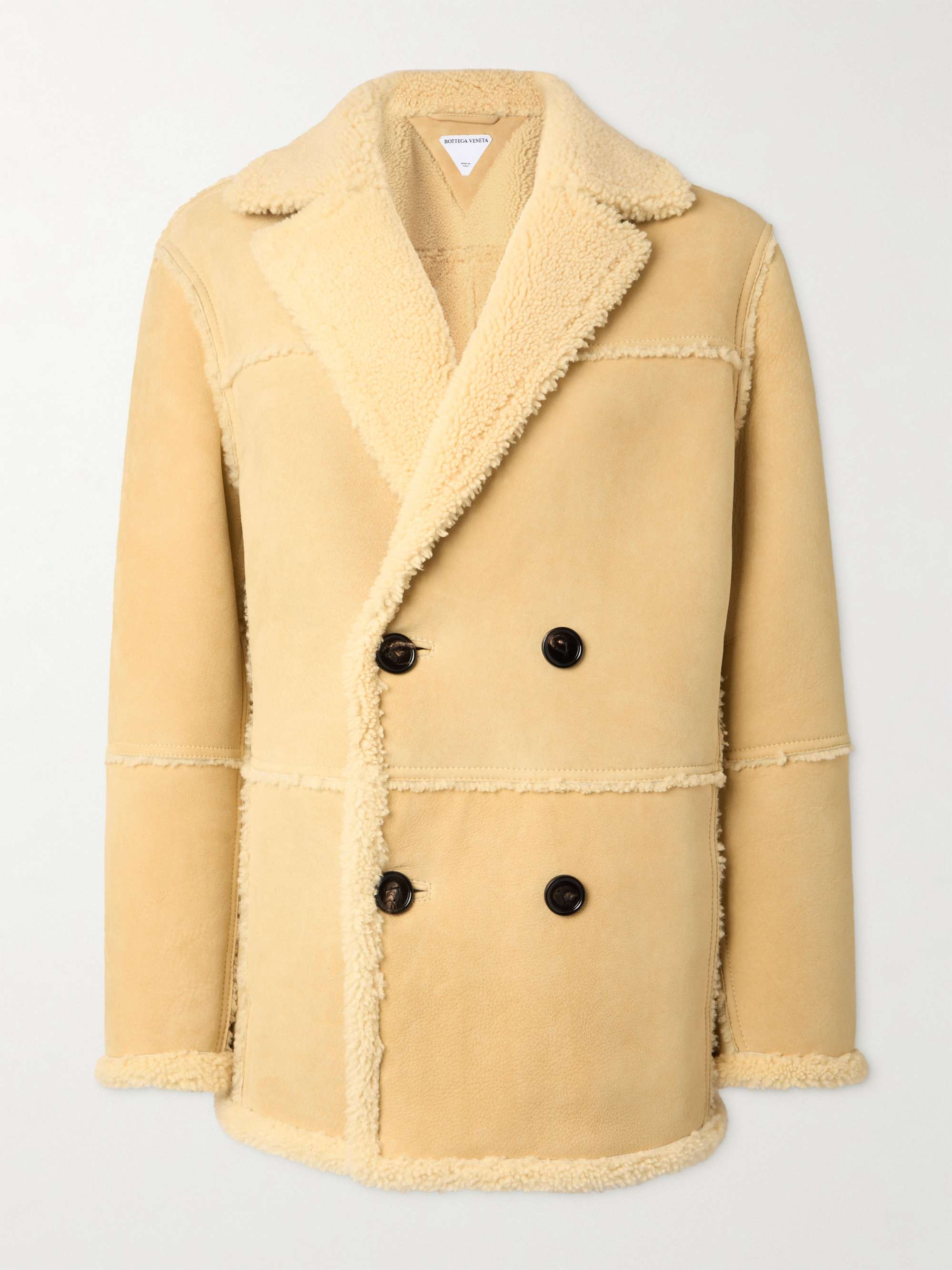 Double-breasted shearling coat view