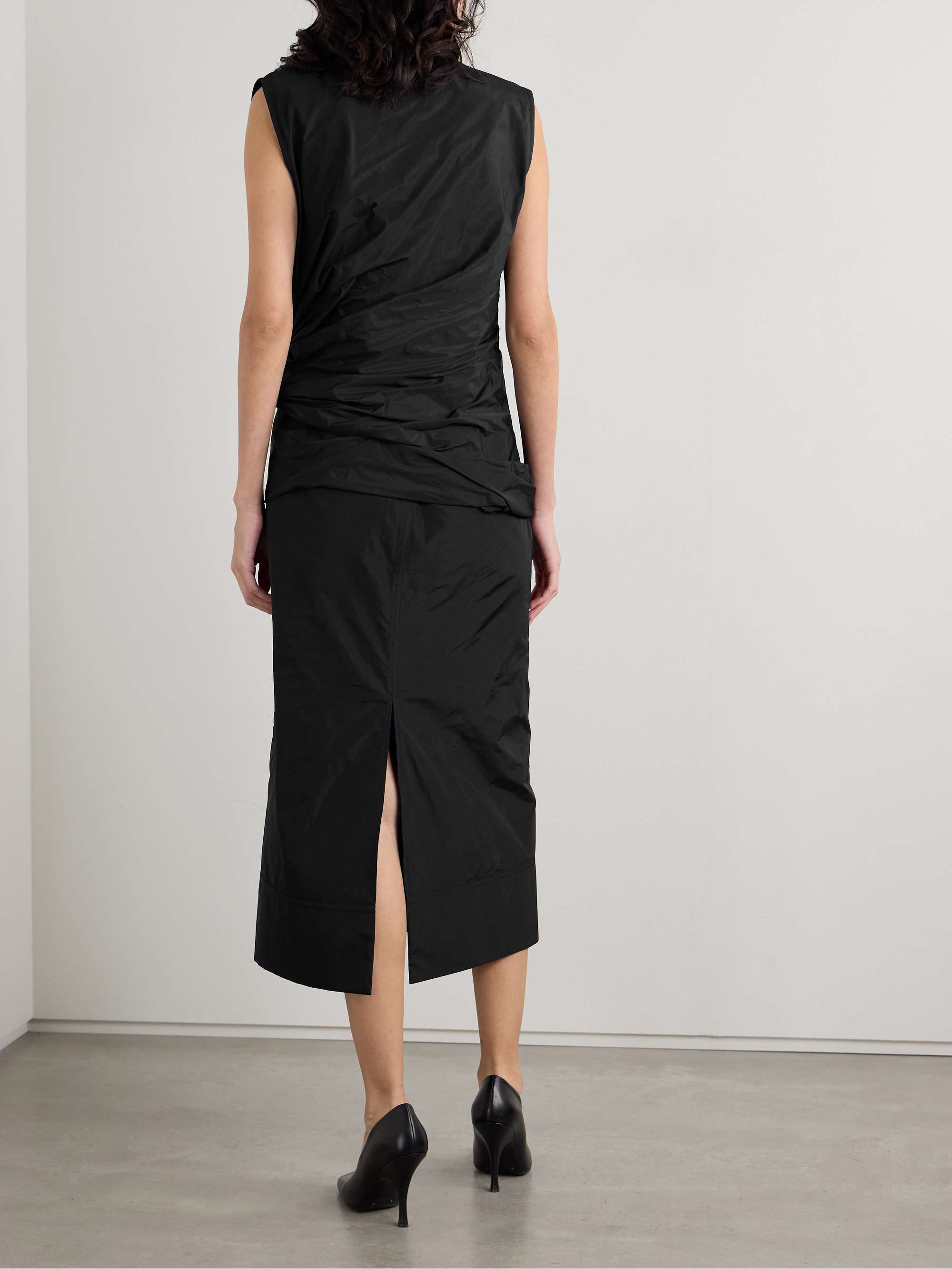 Gathered shell midi dress view