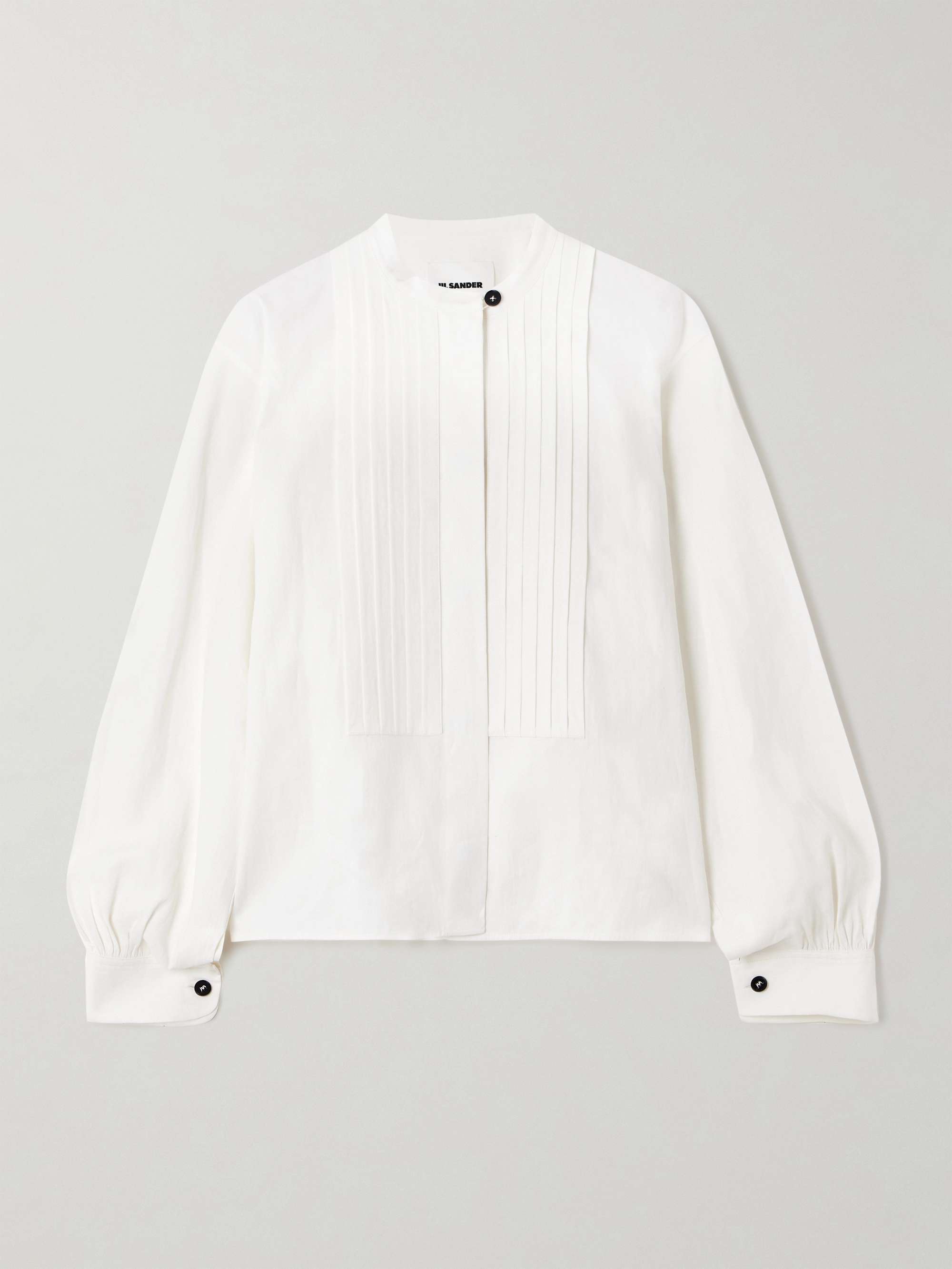 Pintucked linen shirt view