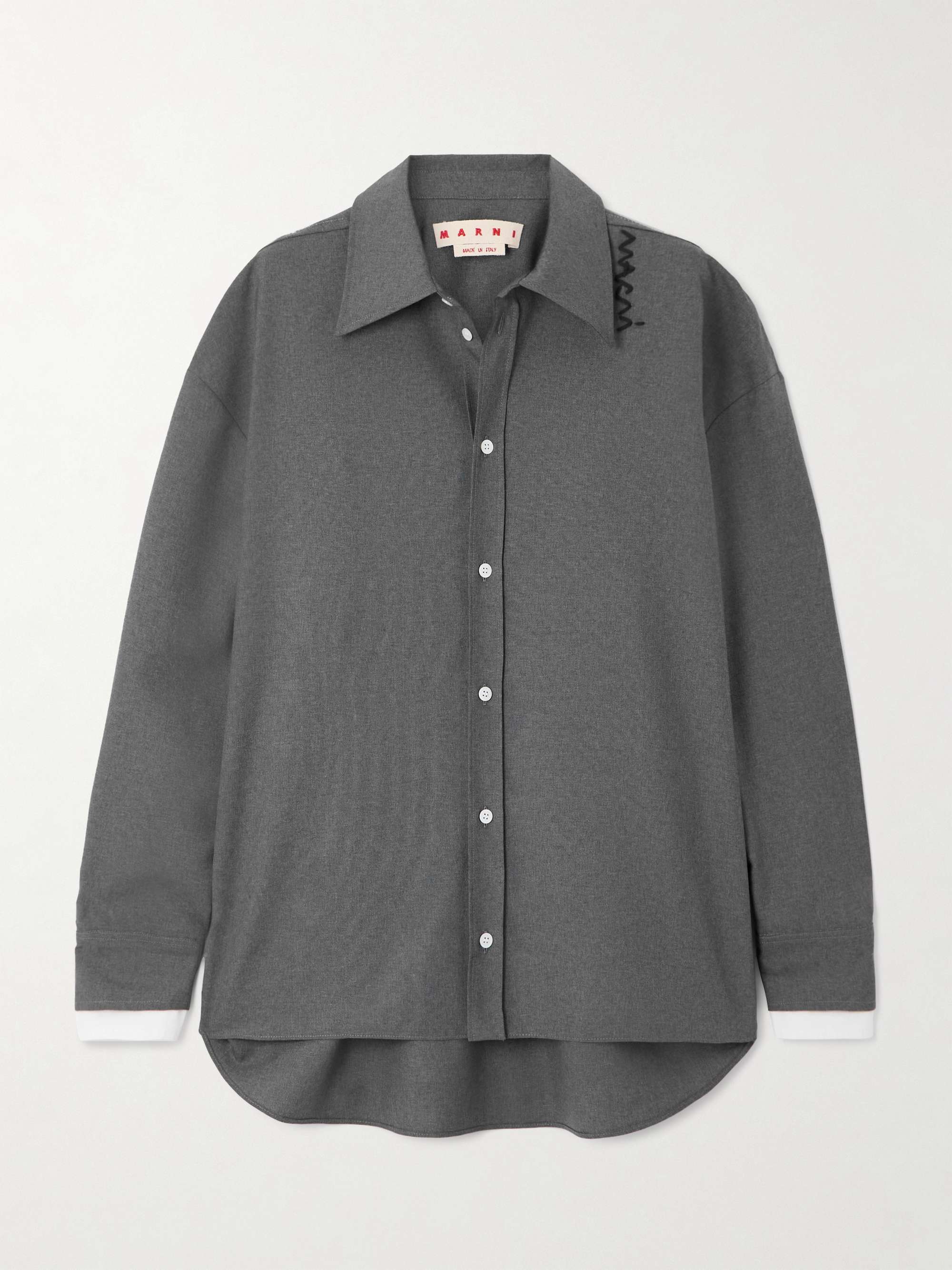 Embroidered wool shirt view
