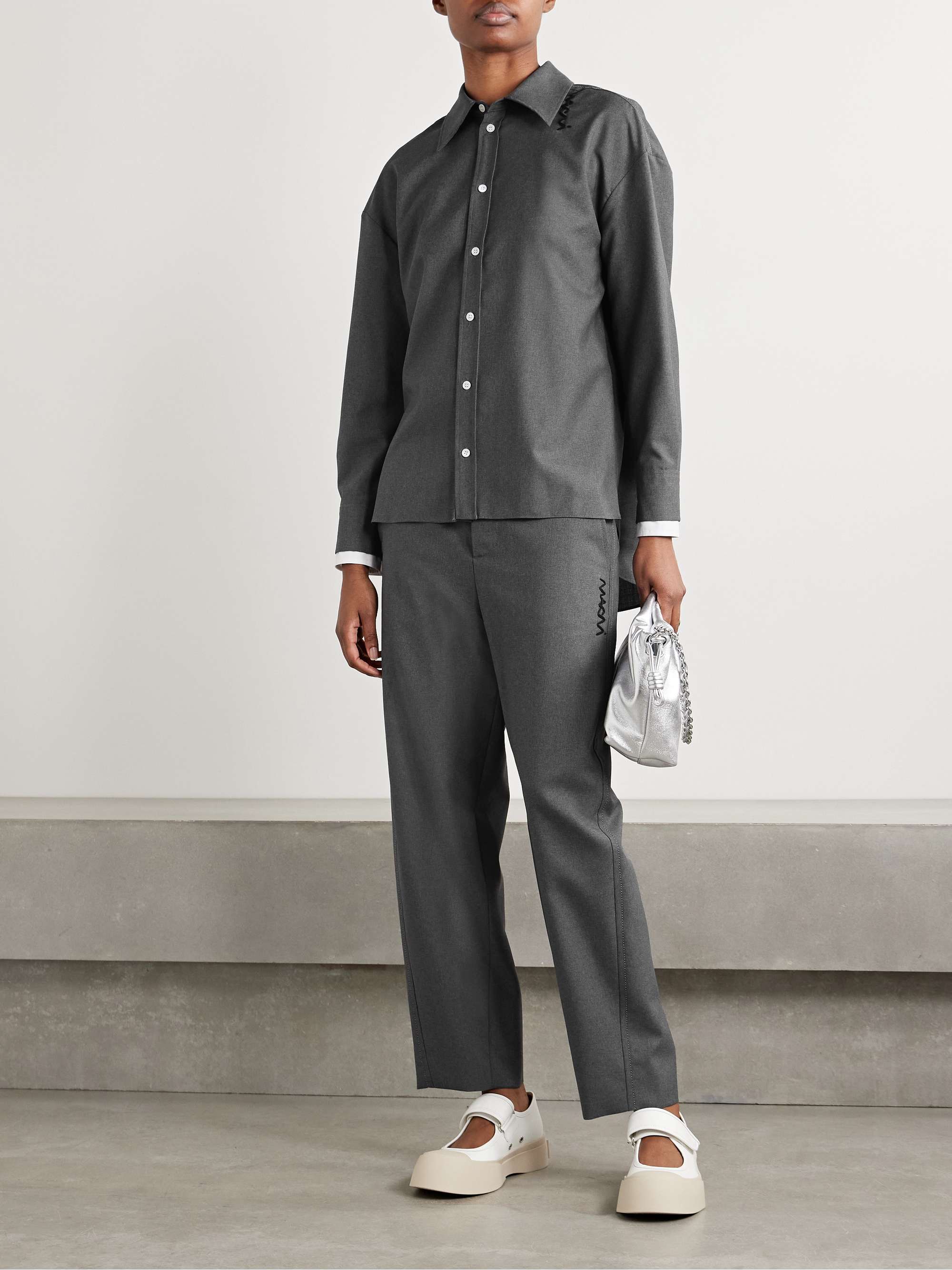 Embroidered wool shirt view