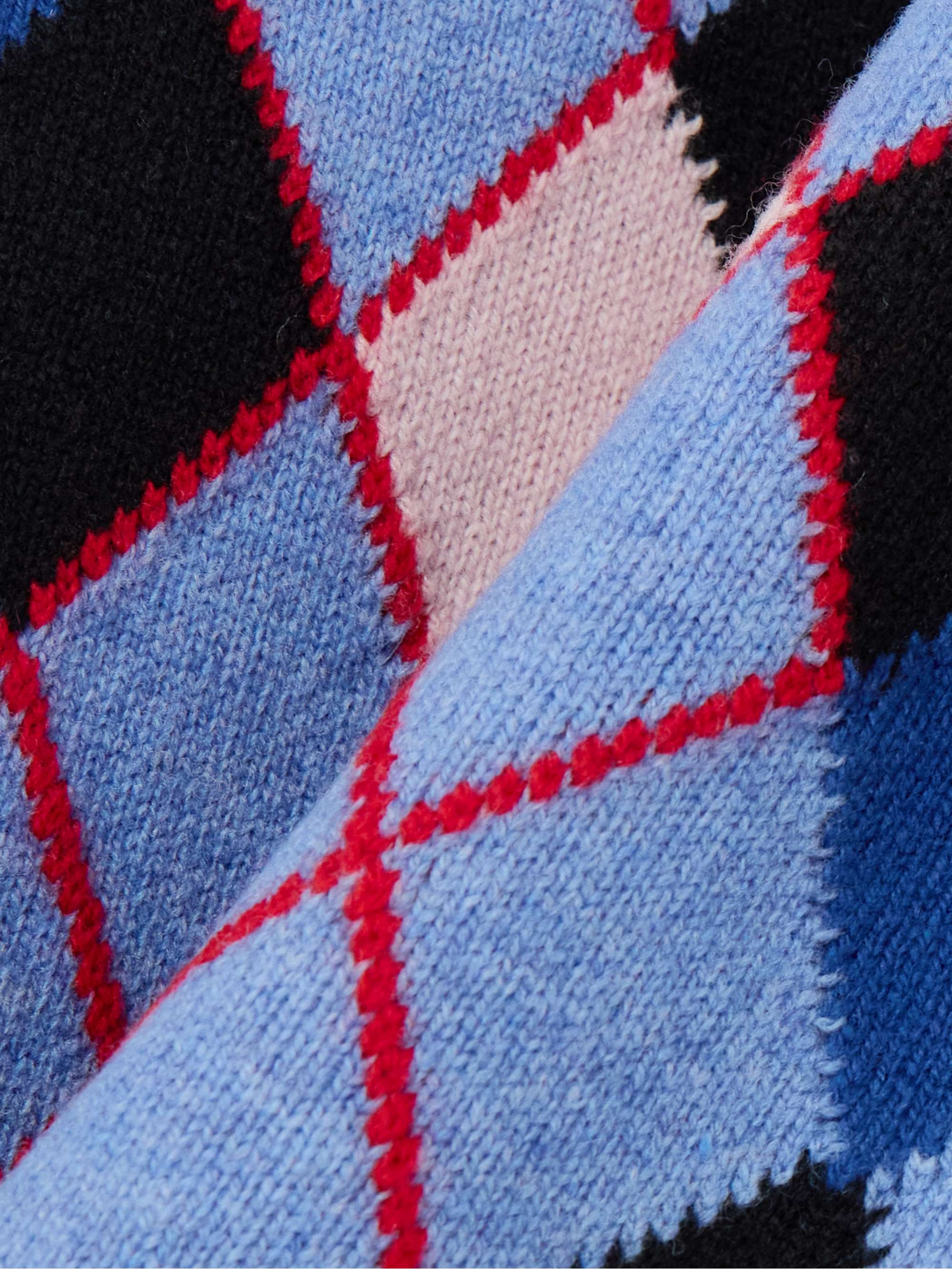 Embroidered argyle wool polo shirt view