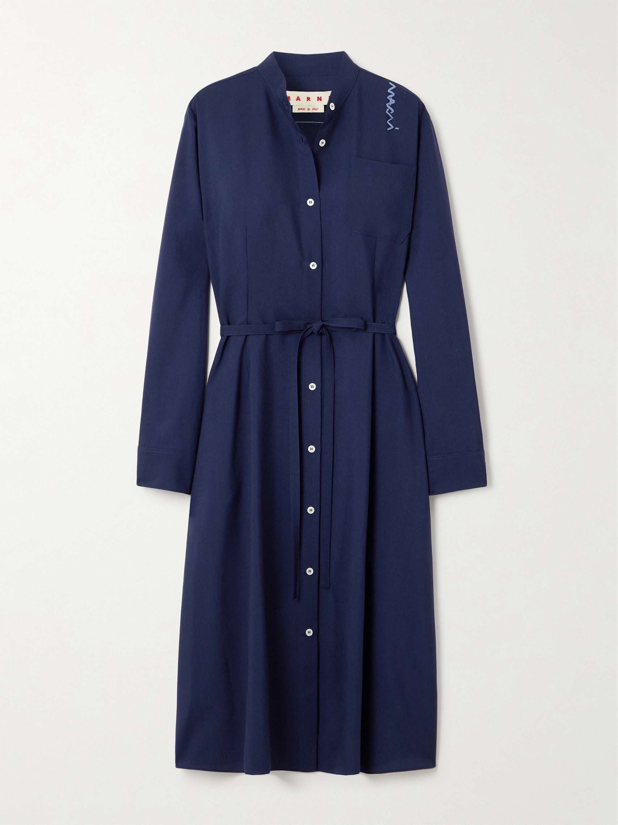 Embroidered wool-twill midi dress view