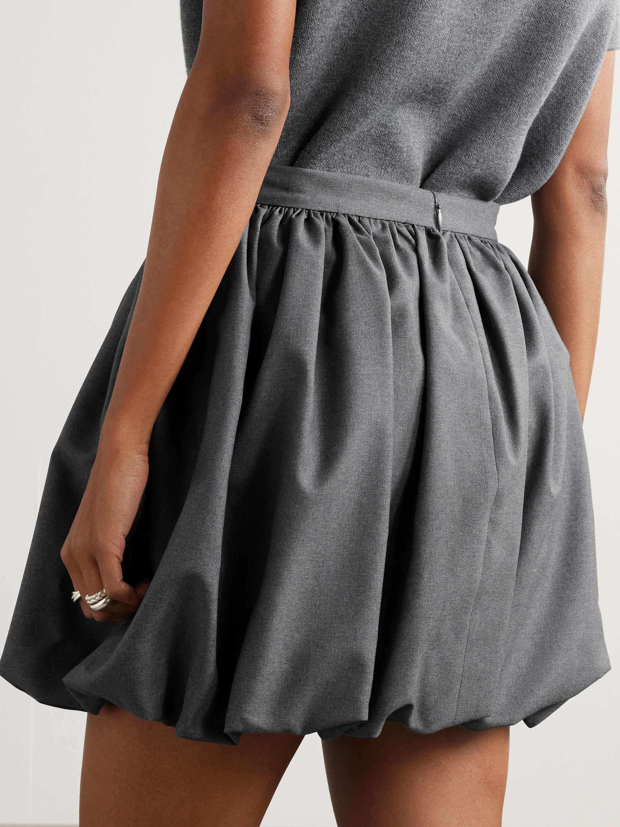 Pleated wool mini skirt view