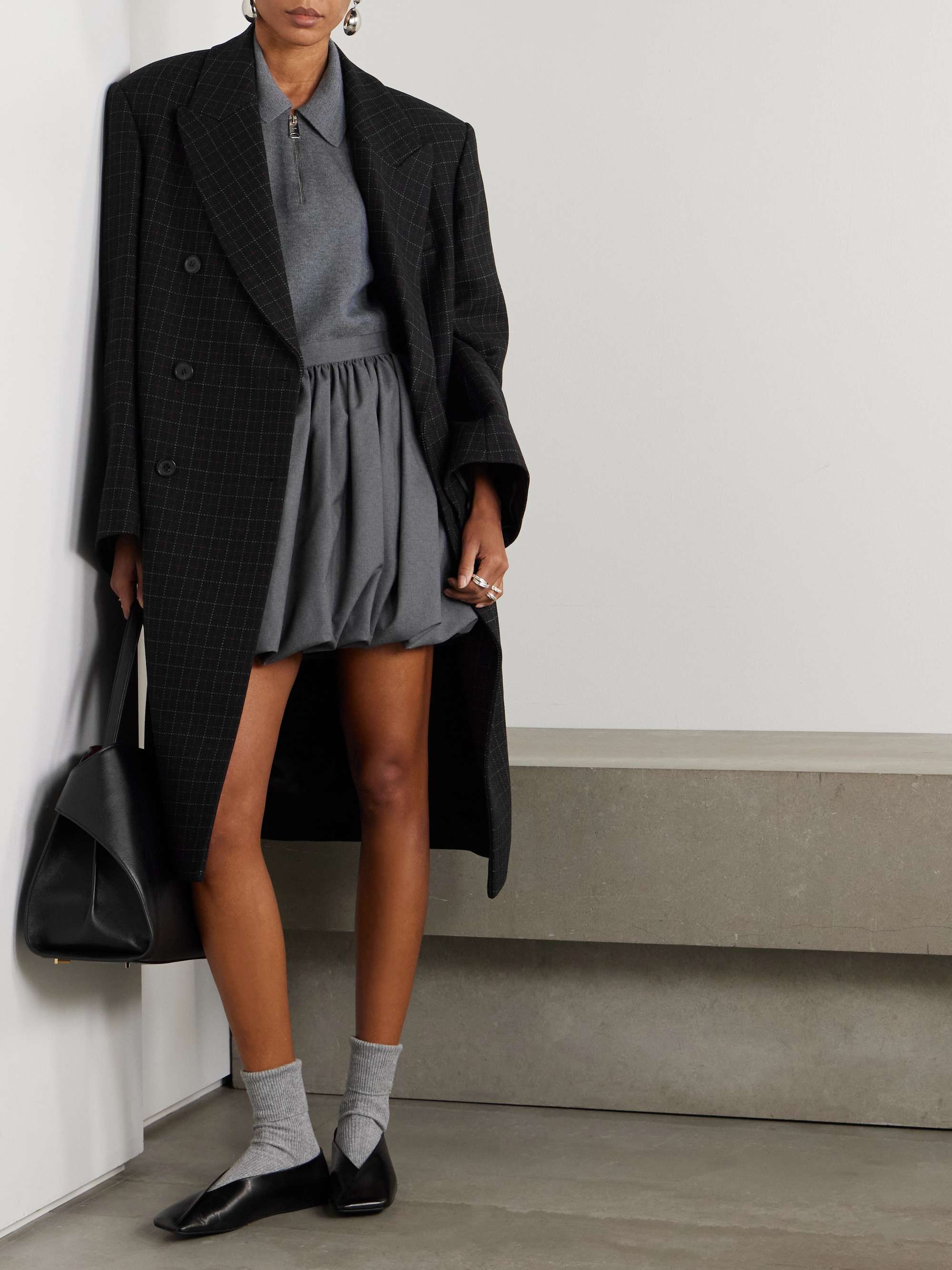 Pleated wool mini skirt view