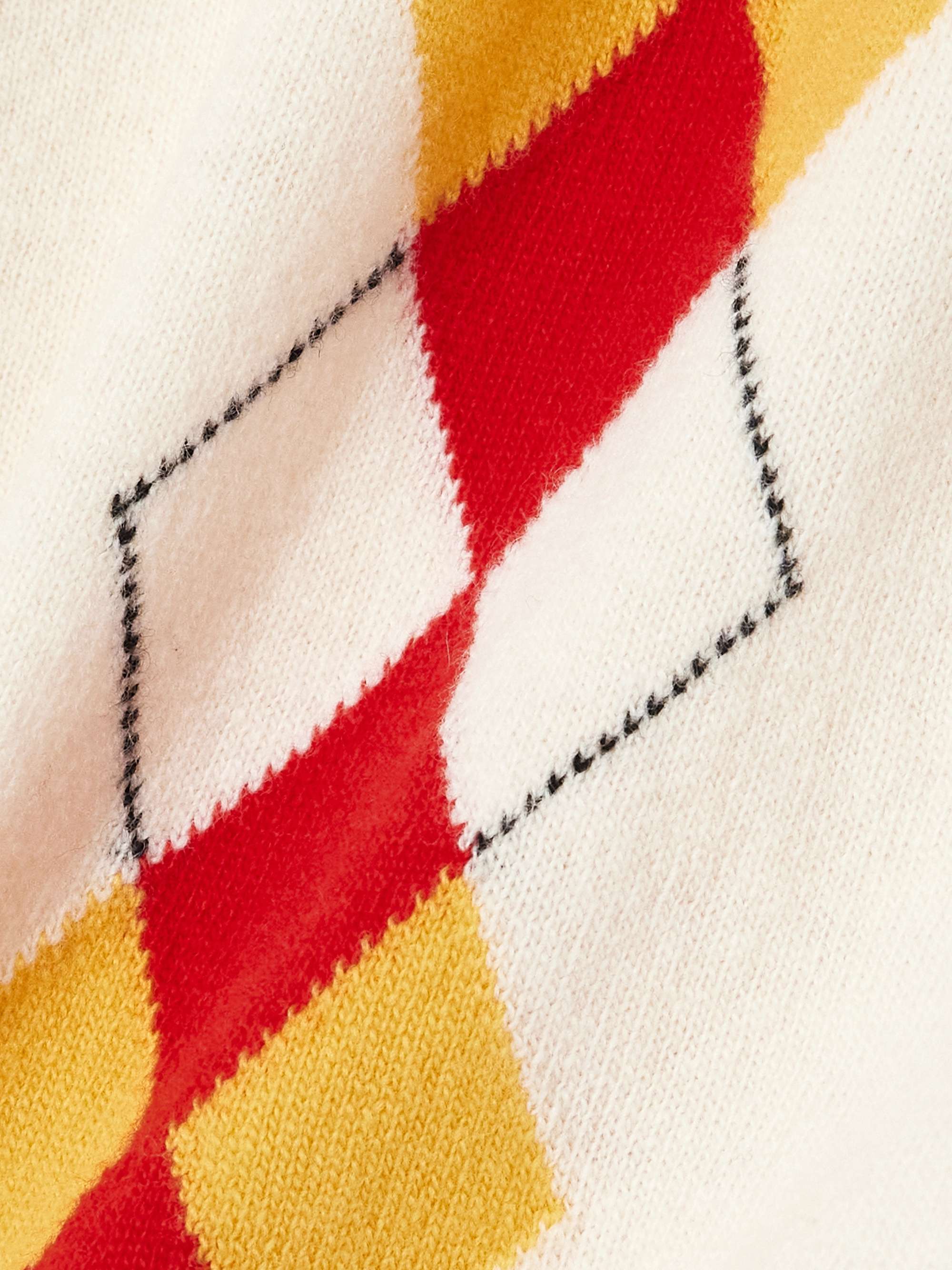 Cropped embroidered argyle wool cardigan view