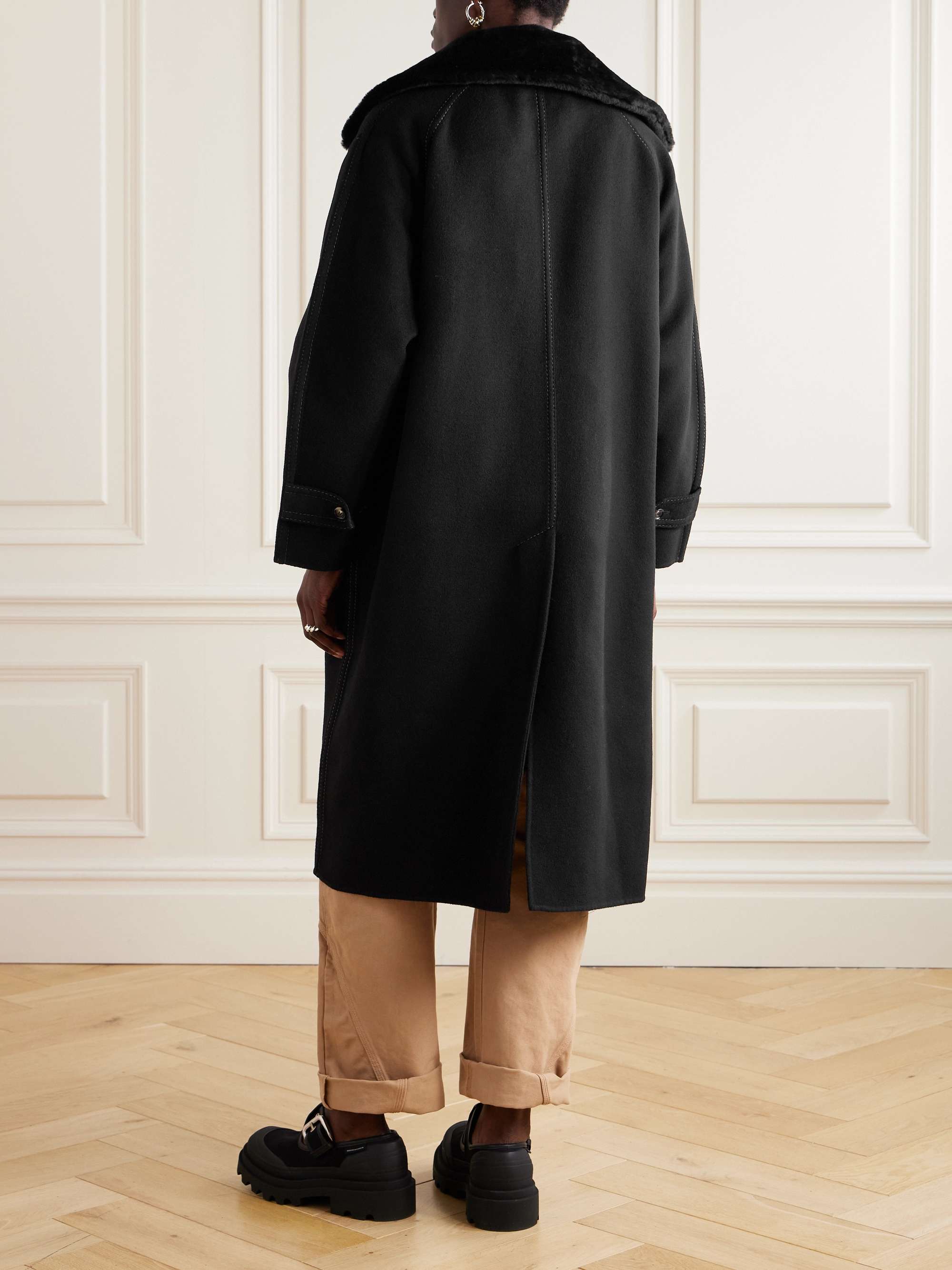 Shearling-trimmed wool and cashmere-blend coat view