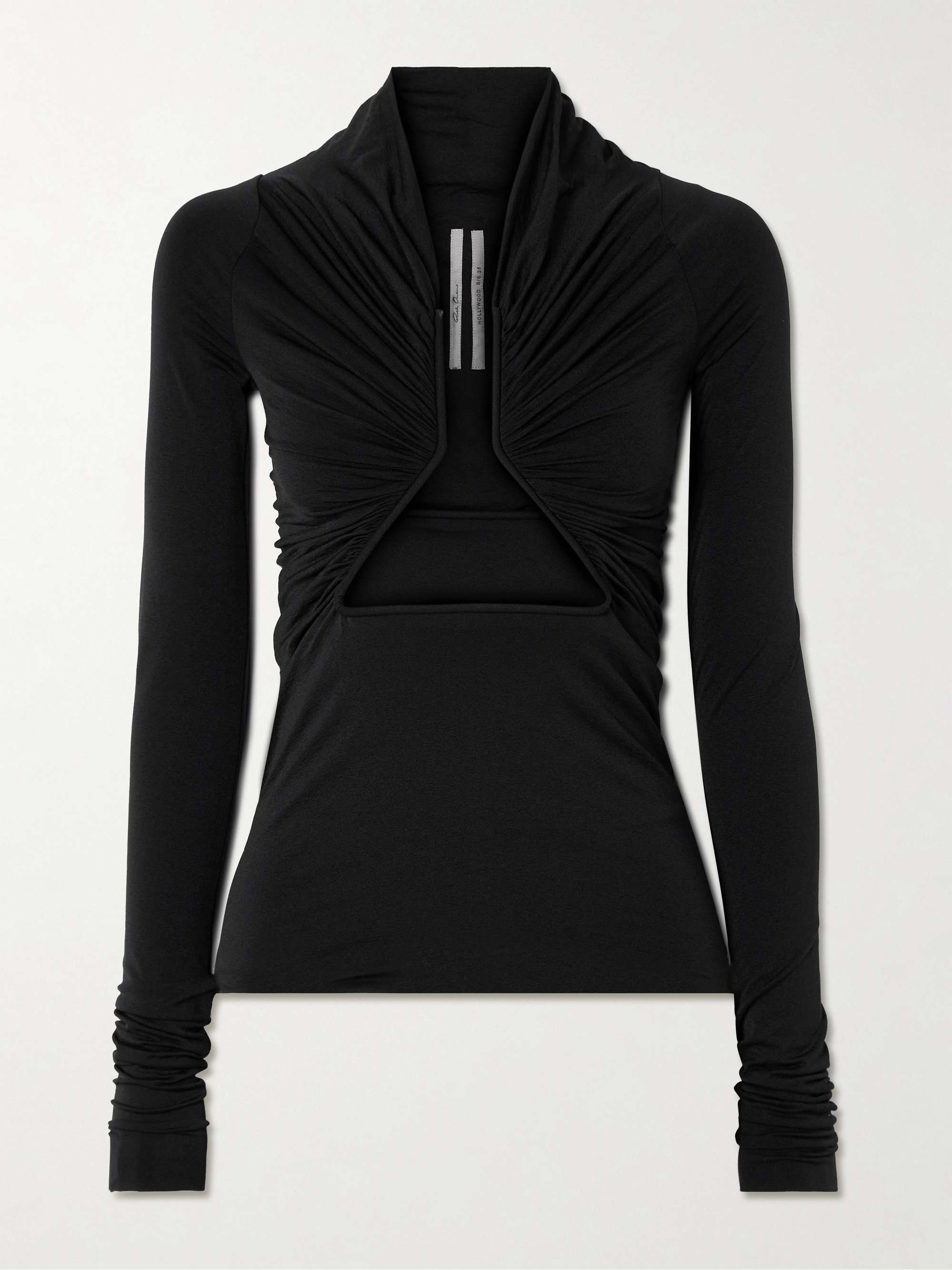Cutout ruched stretch-jersey top view