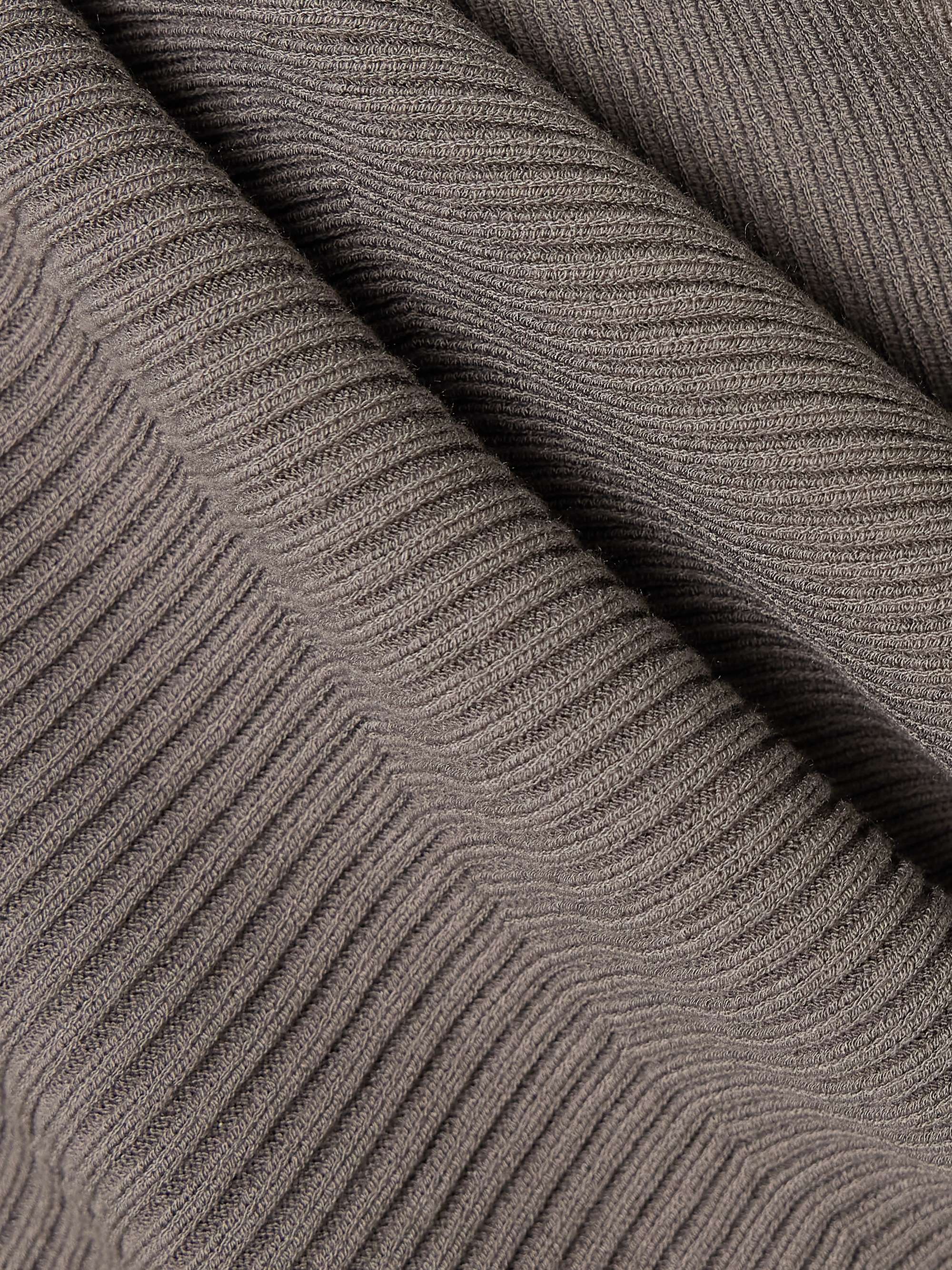 Draped ribbed-knit top view