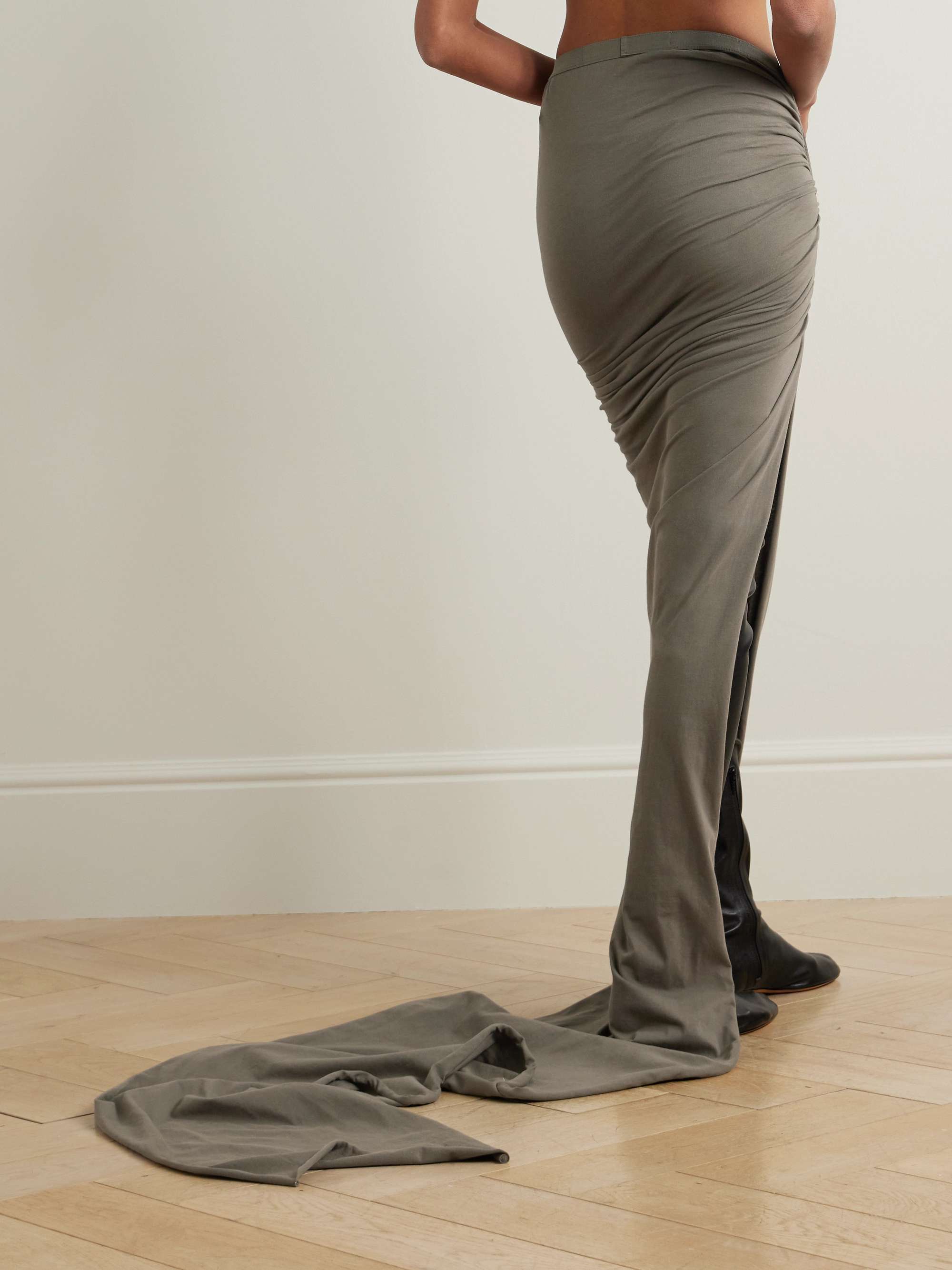 Edfu asymmetric ruched cotton-jersey maxi skirt view