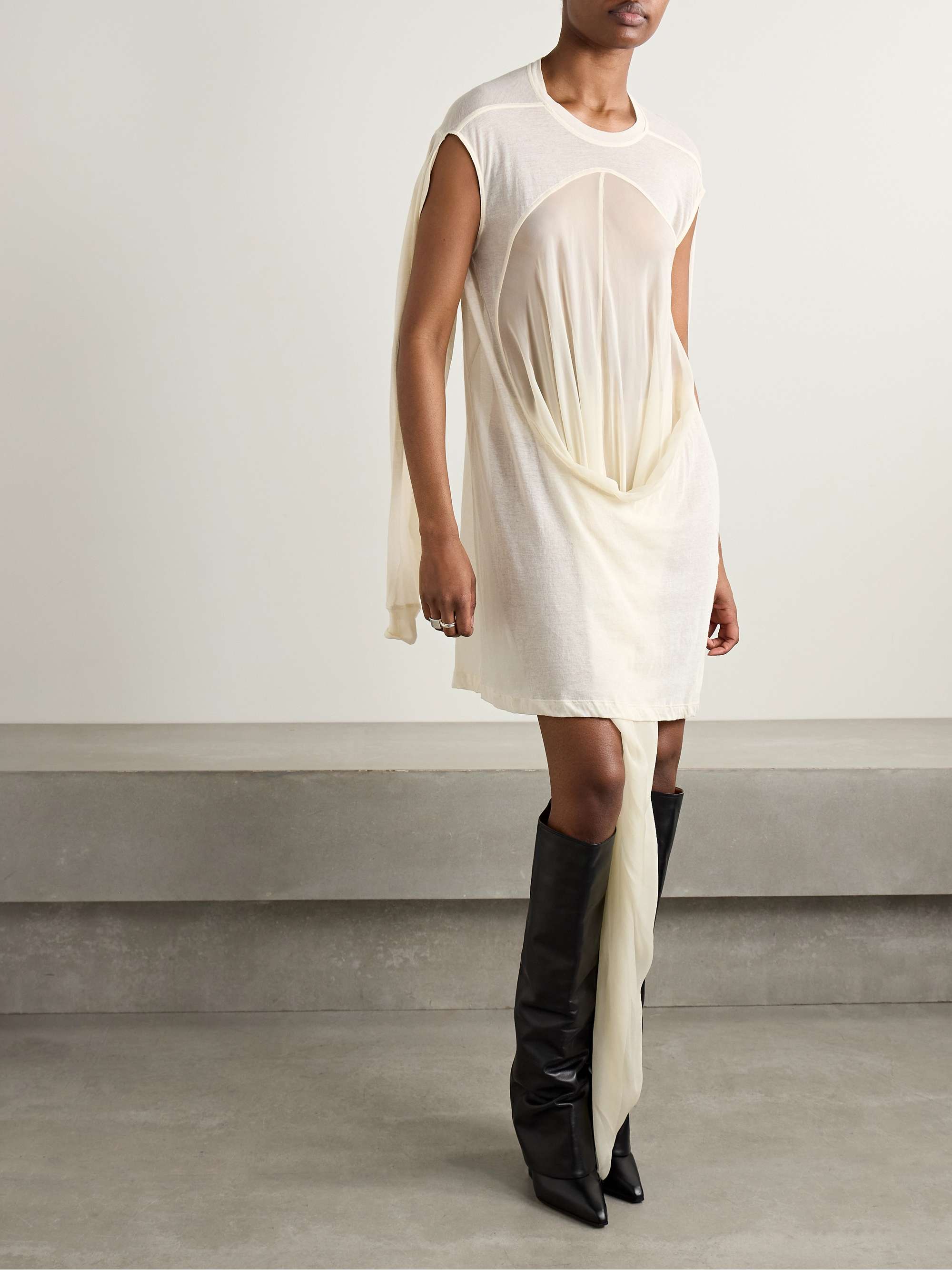 Drain T paneled cotton-jersey and crepe de chine top view