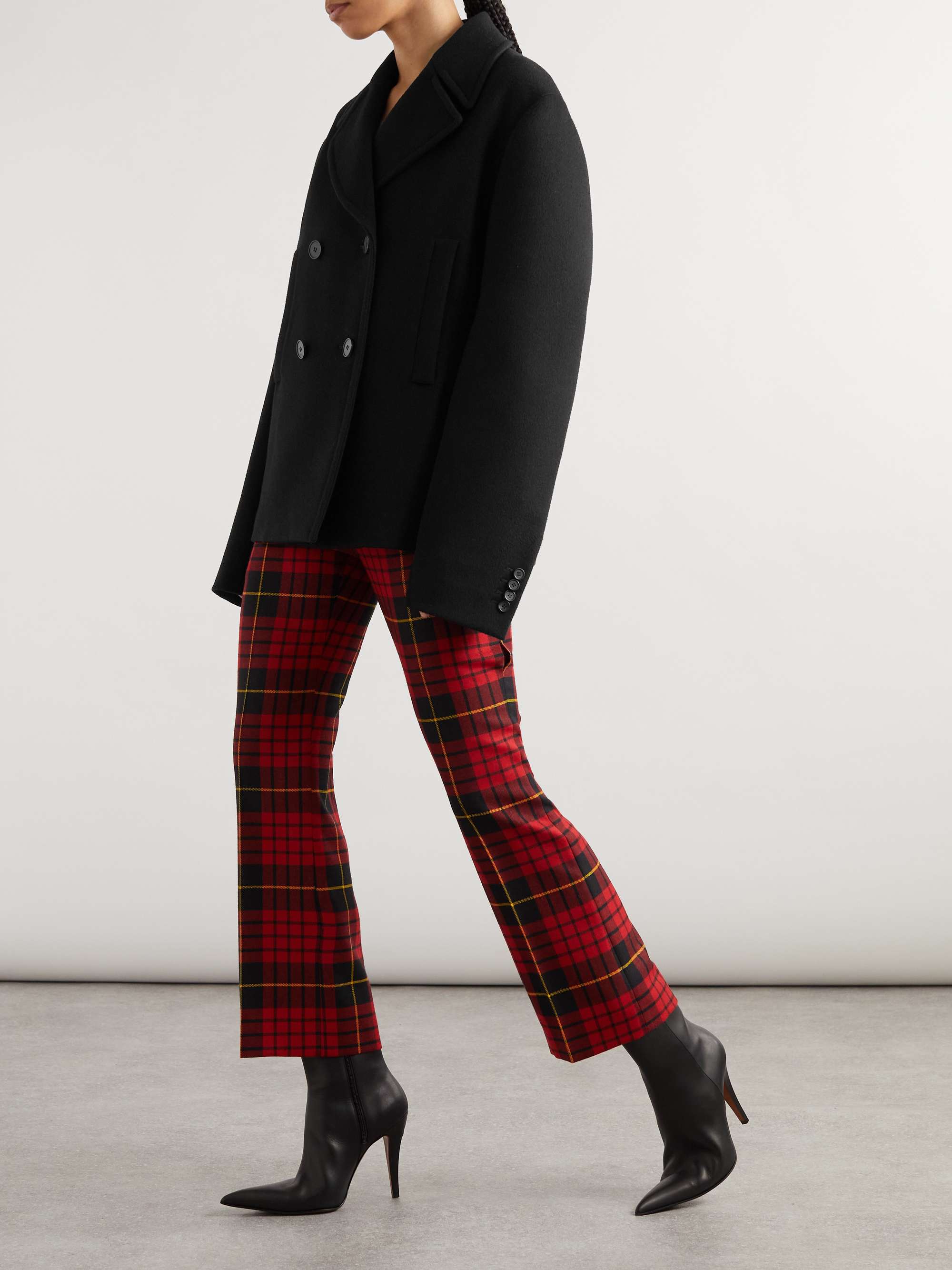 Double-breasted embellished wool and cashmere-blend felt coat view