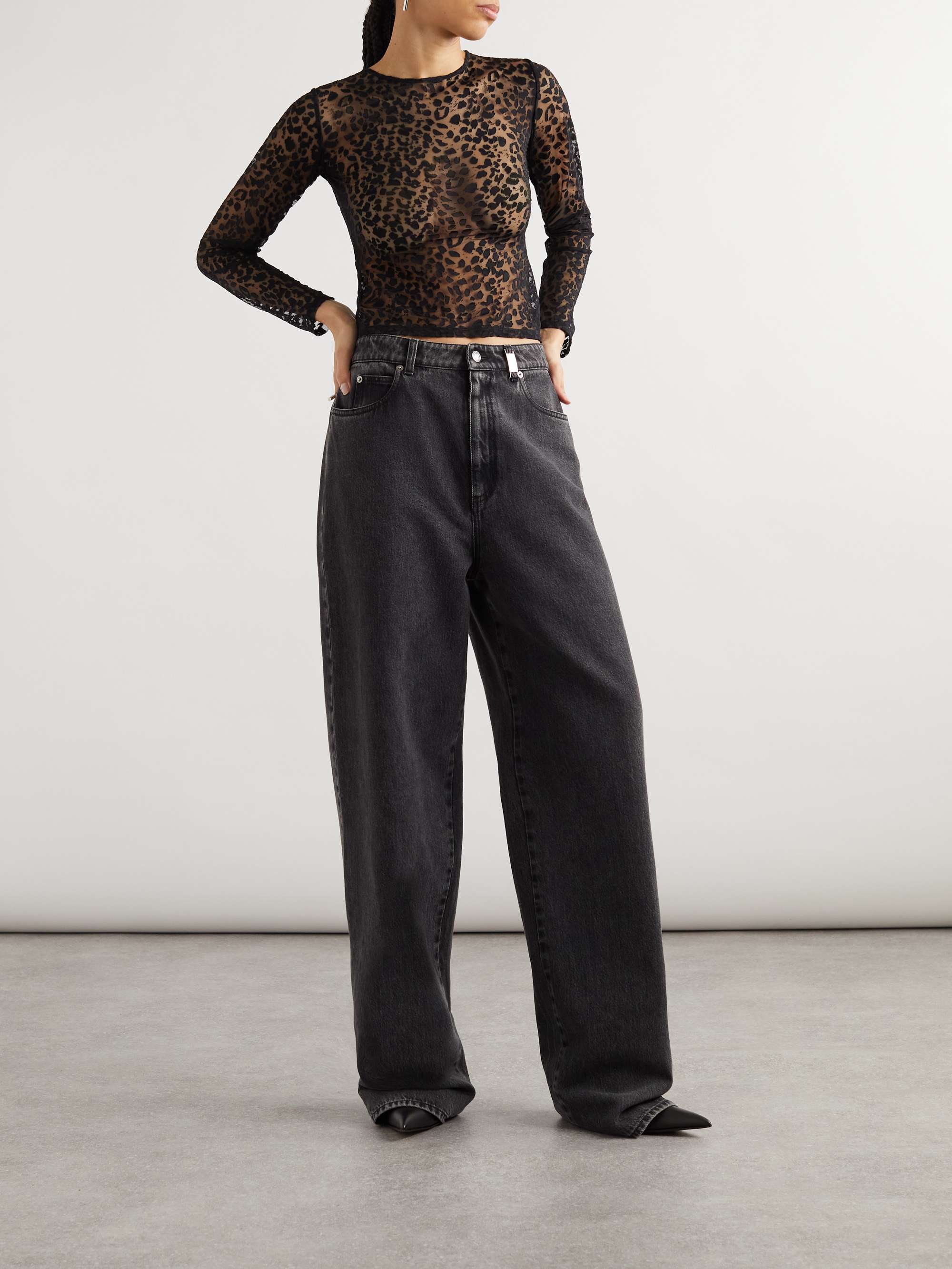 Leopard-print dévoré-velvet top view