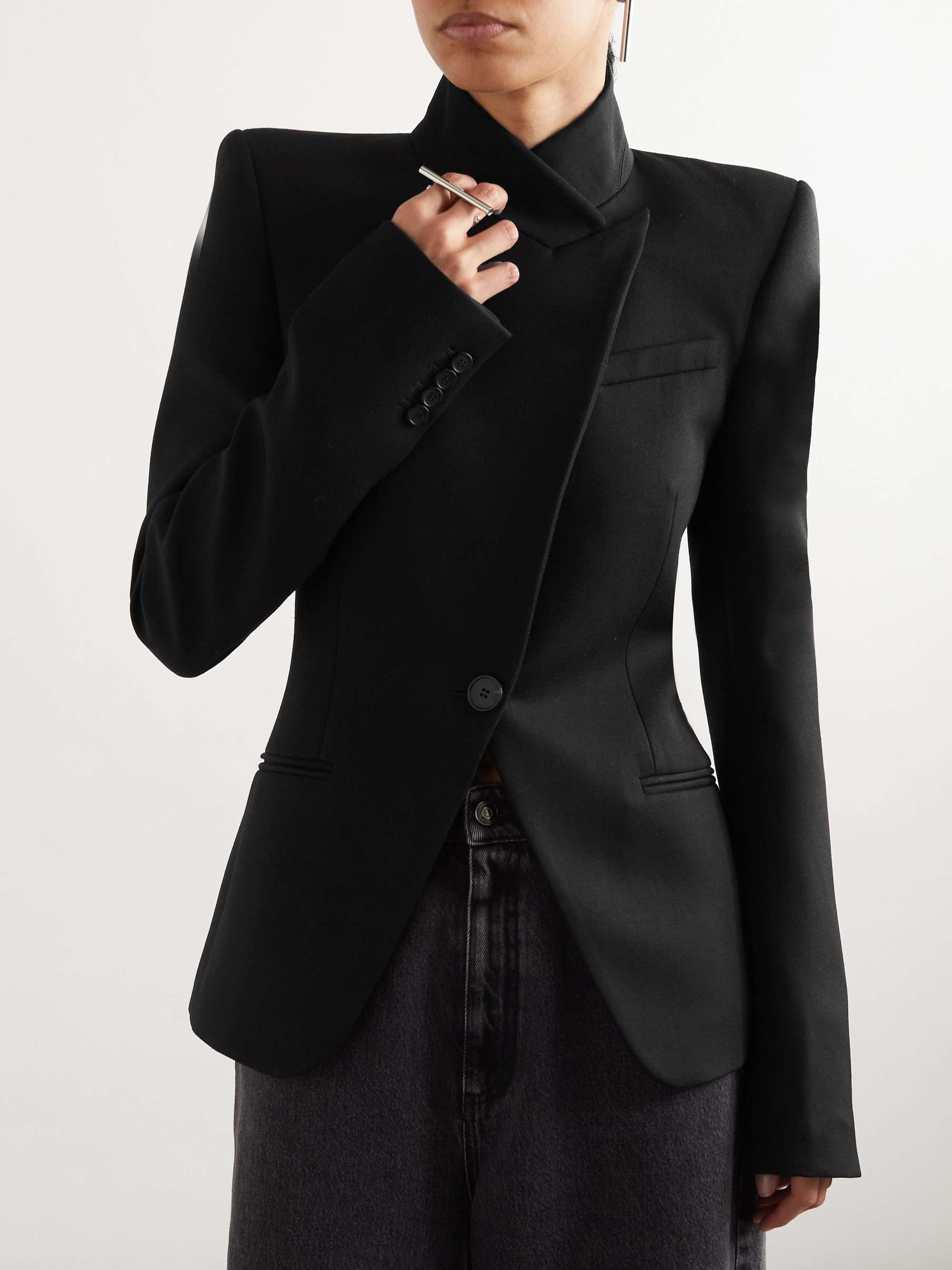 Asymmetric wool blazer view