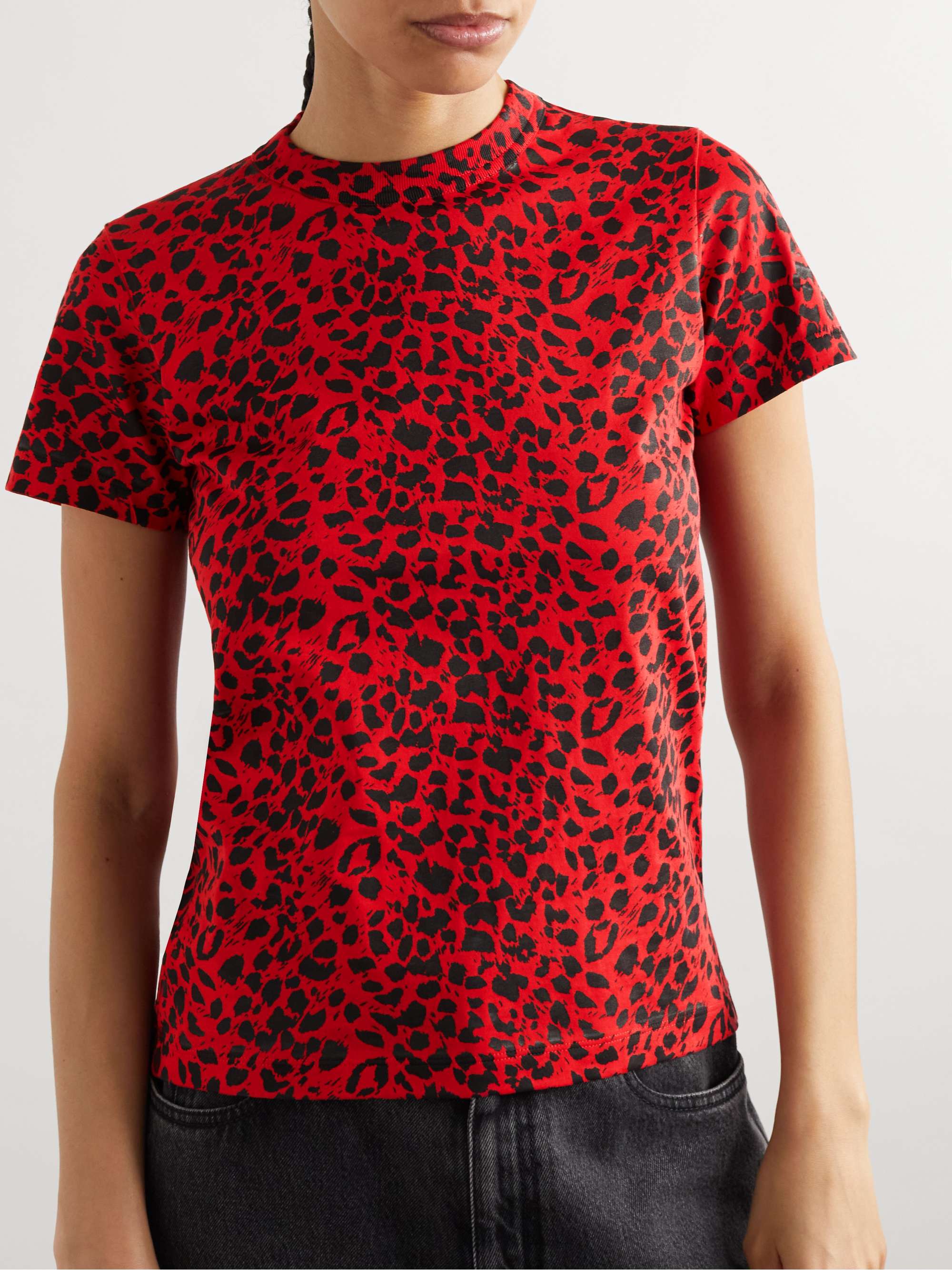 Leopard-print cotton-jersey T-shirt view