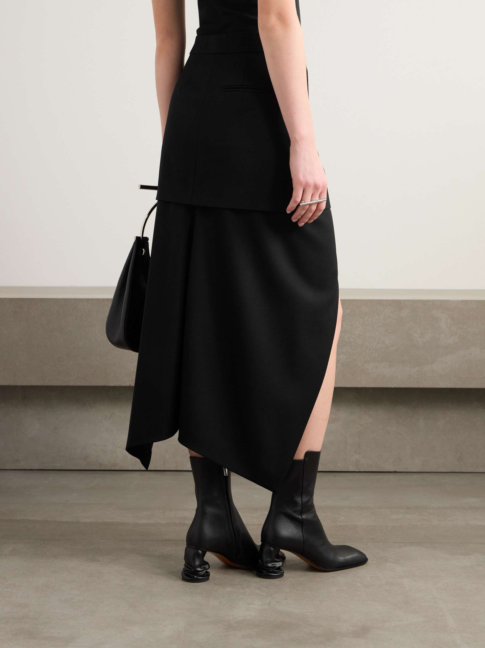 Wrap-effect wool midi skirt view