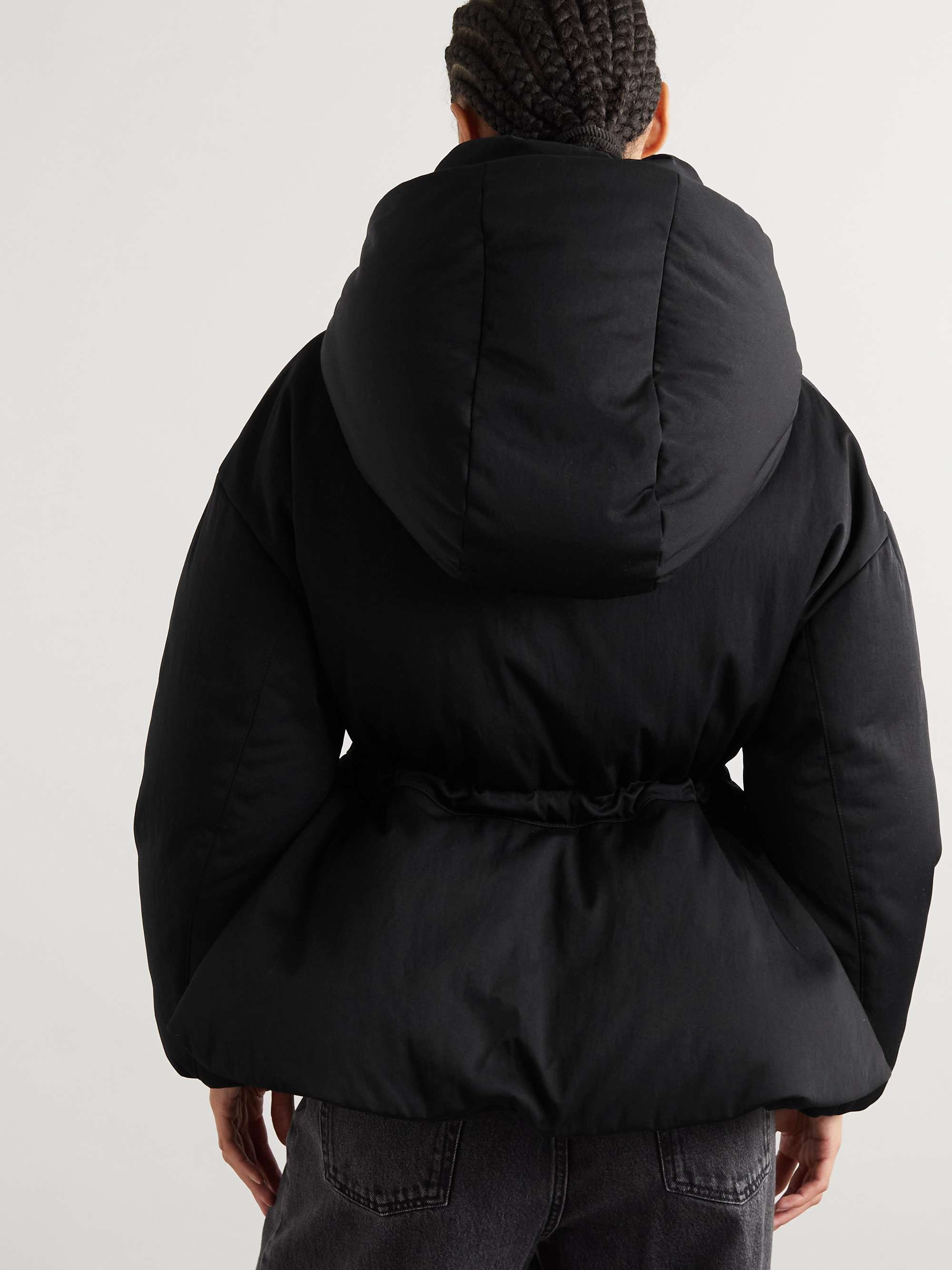 Hooded padded shell peplum jacket view