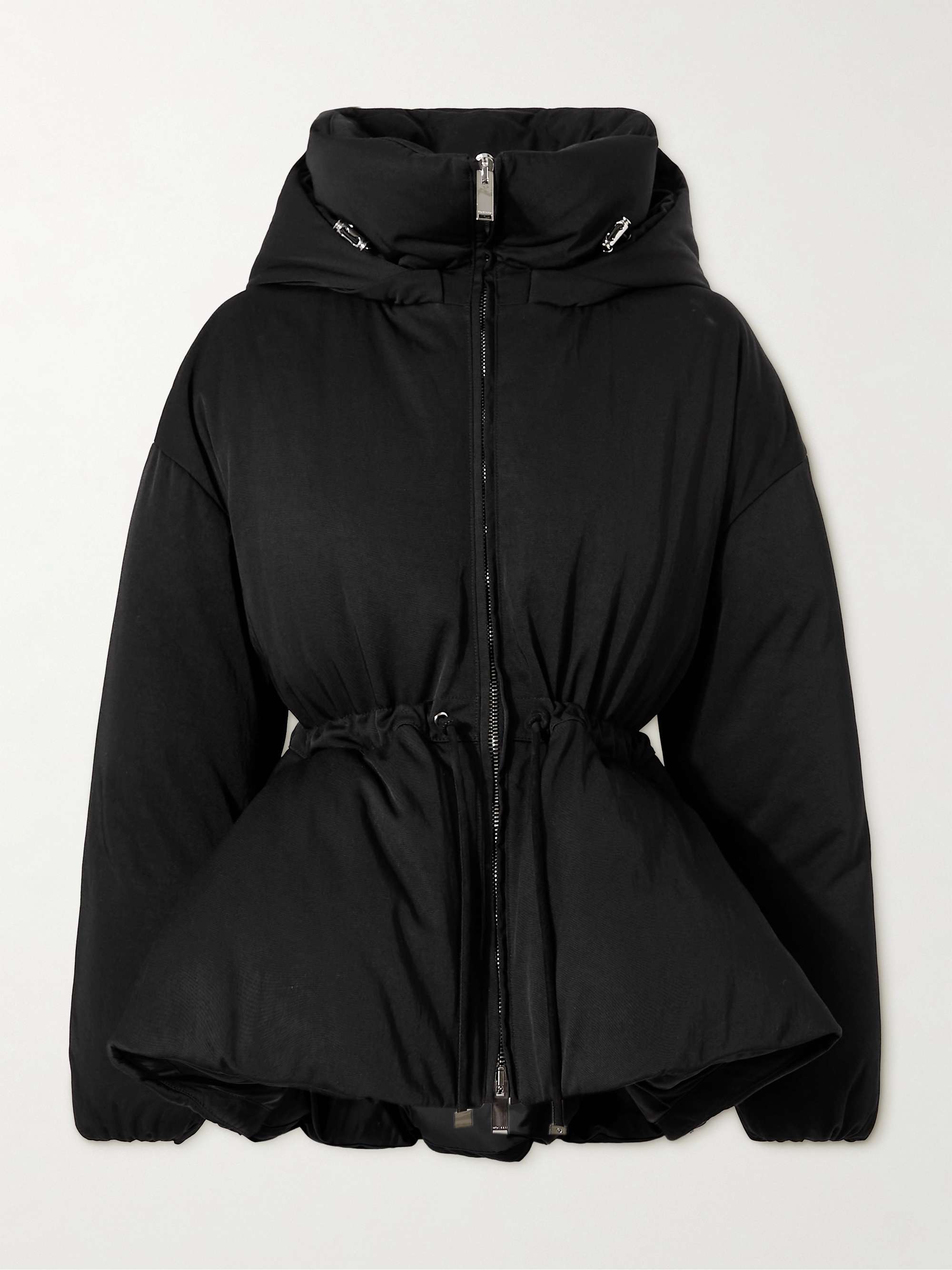 Hooded padded shell peplum jacket view