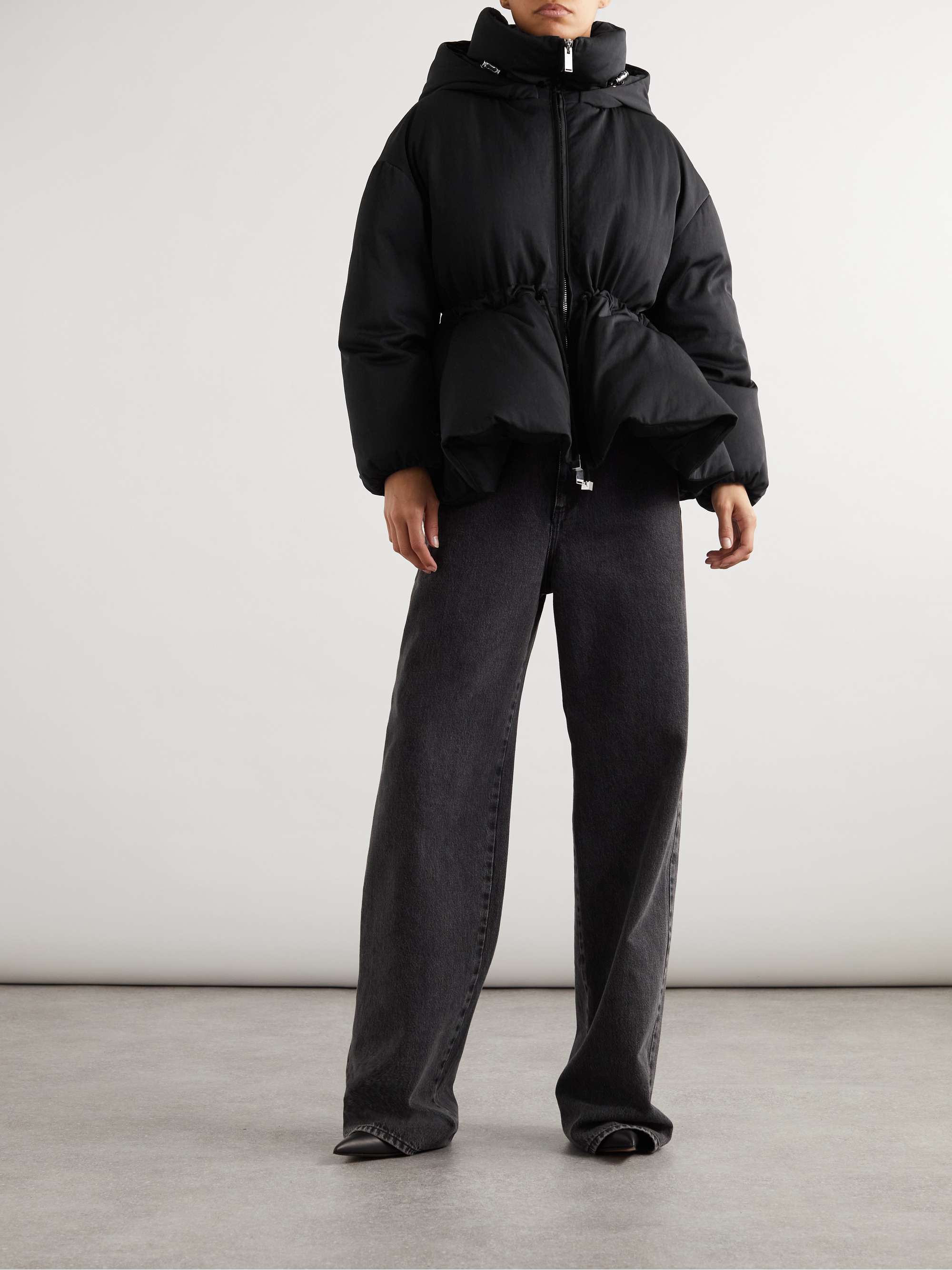Hooded padded shell peplum jacket view