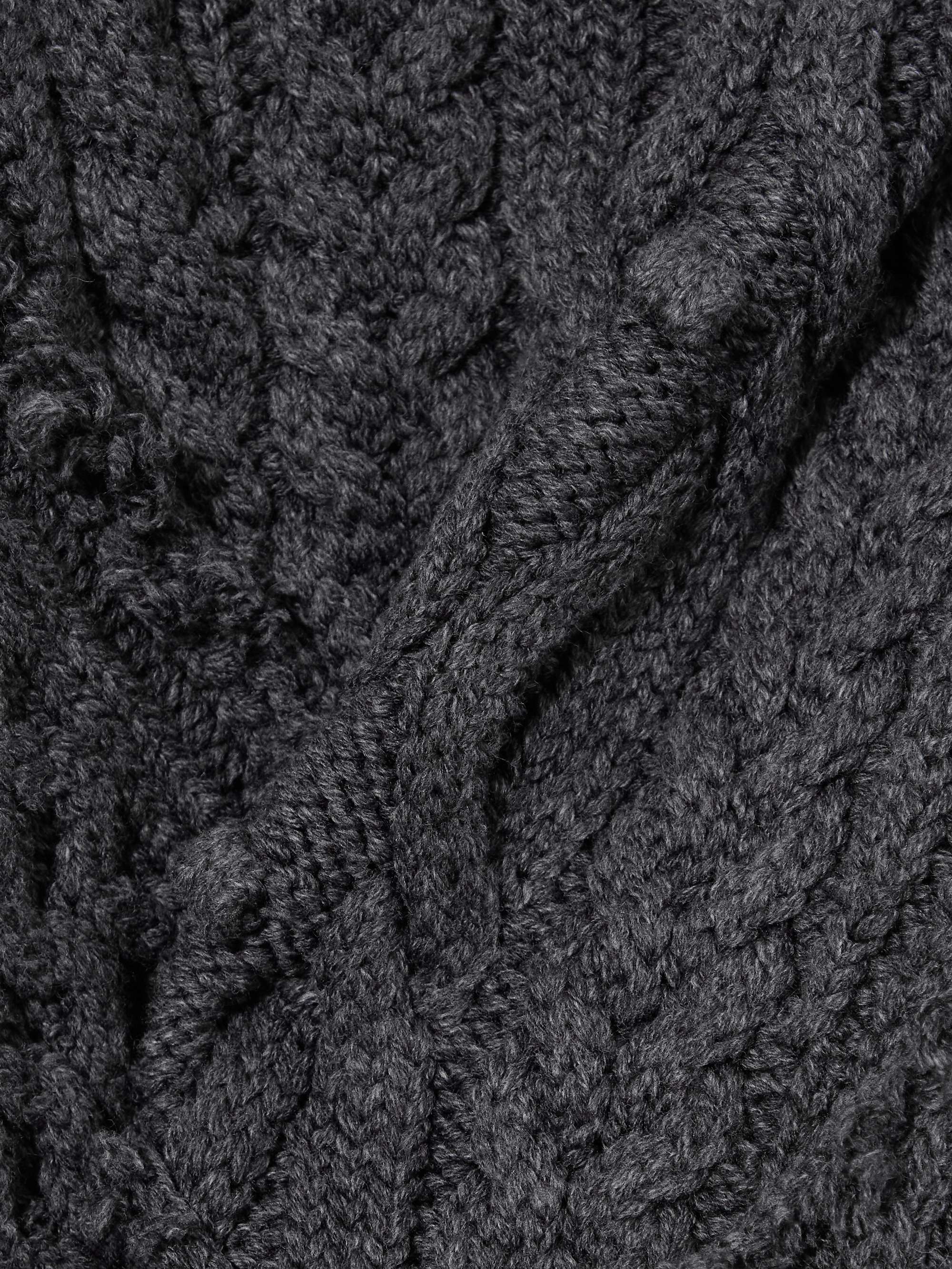 Frayed cable-knit wool-blend midi skirt view