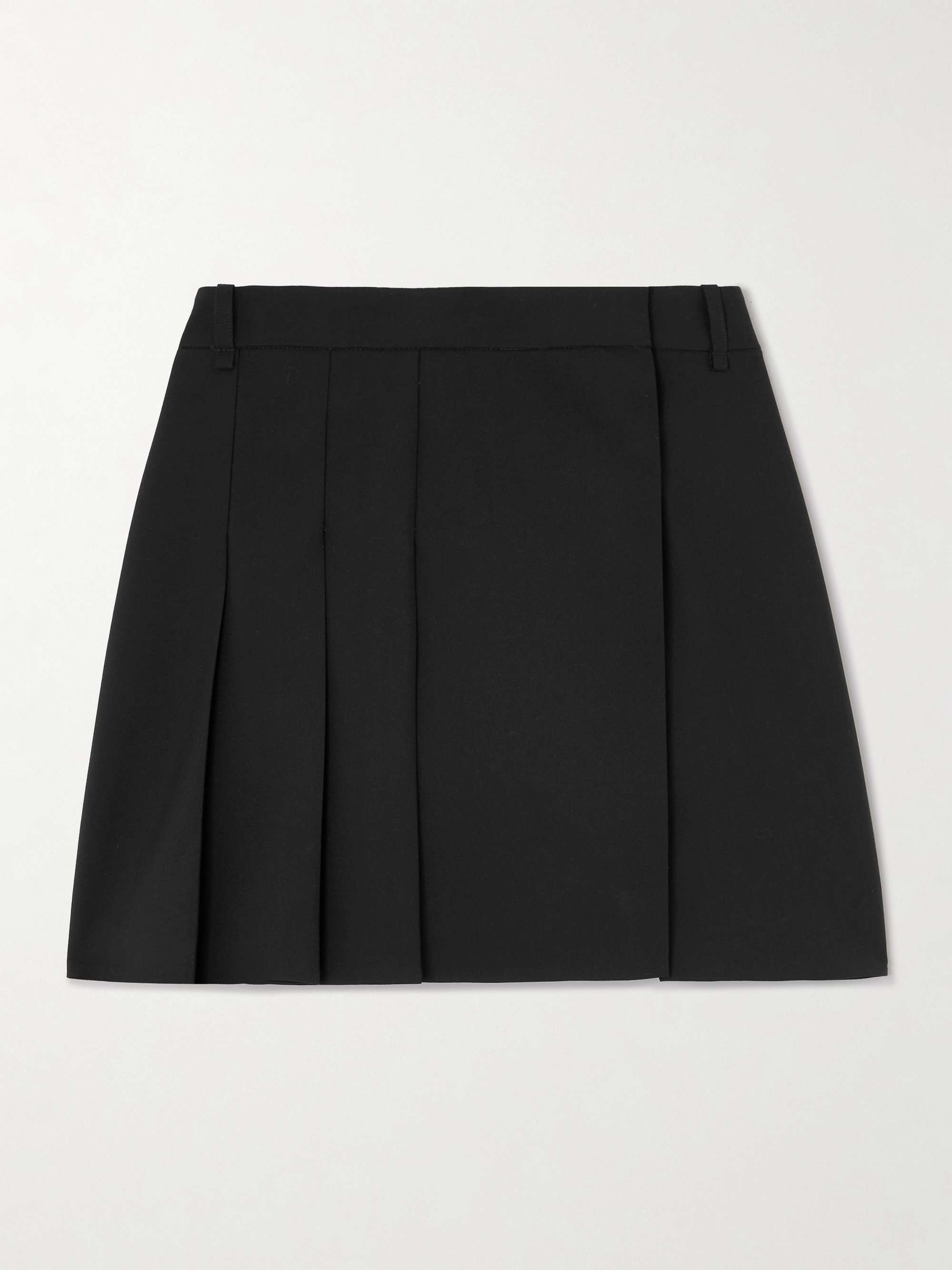 Pleated wool-crepe mini wrap skirt view