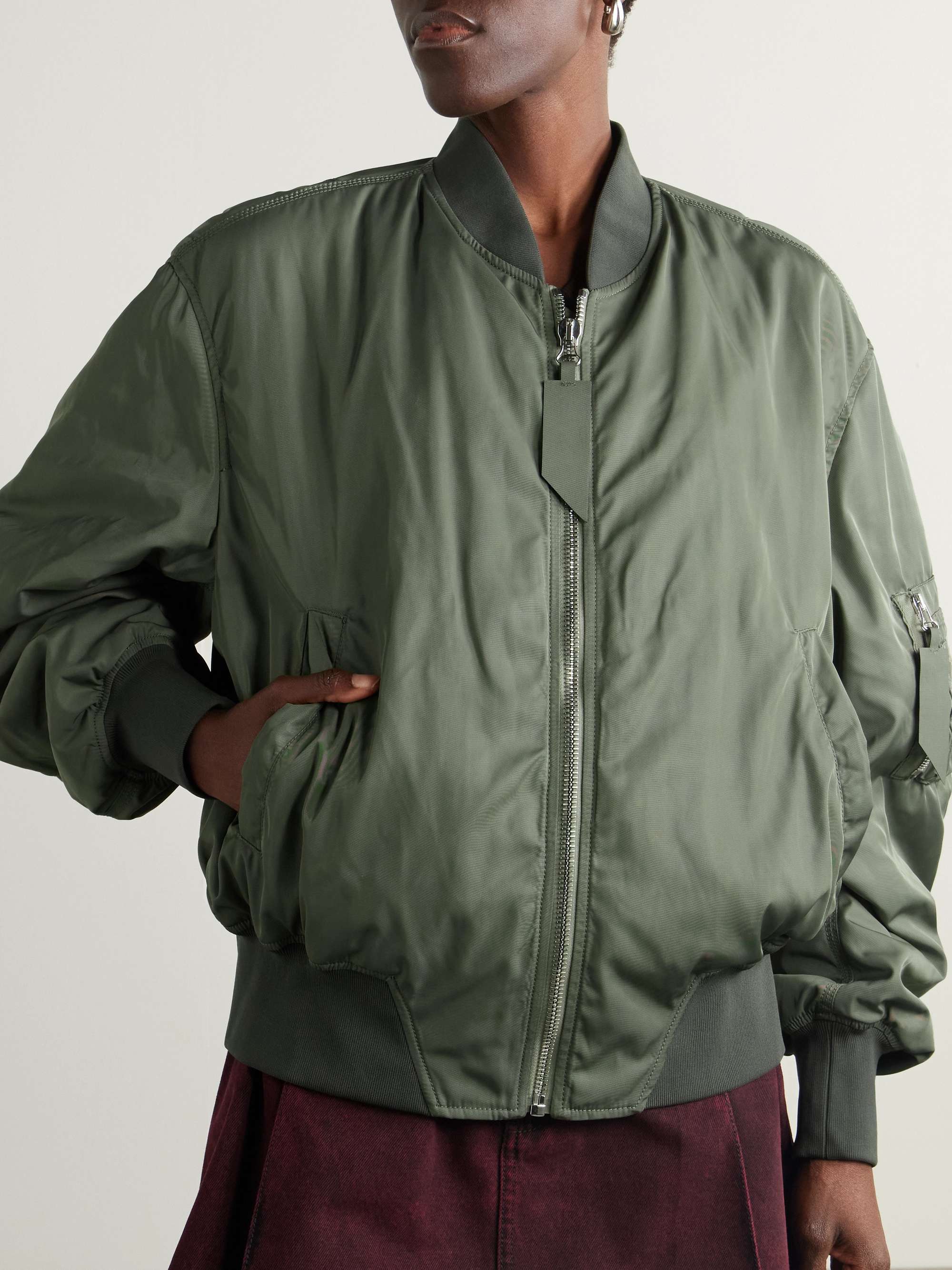 Padded satin-twill bomber jacket view
