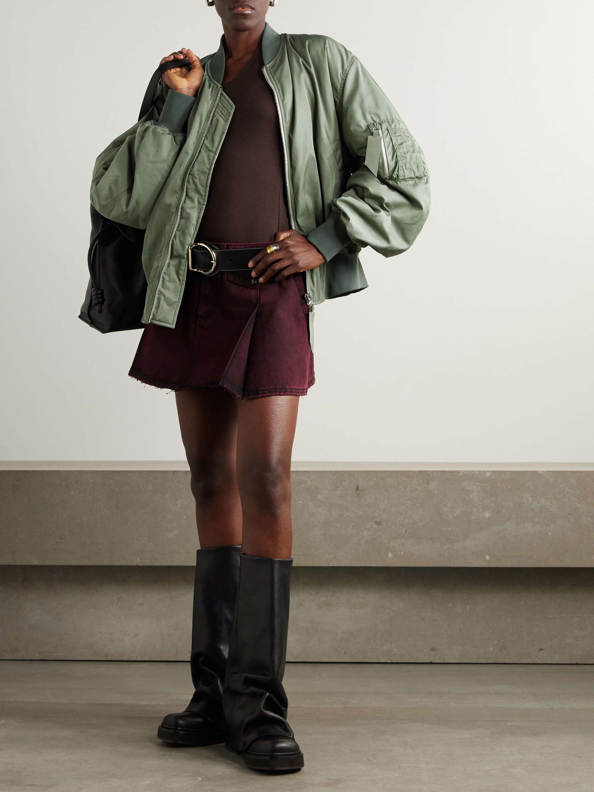 Padded satin-twill bomber jacket view