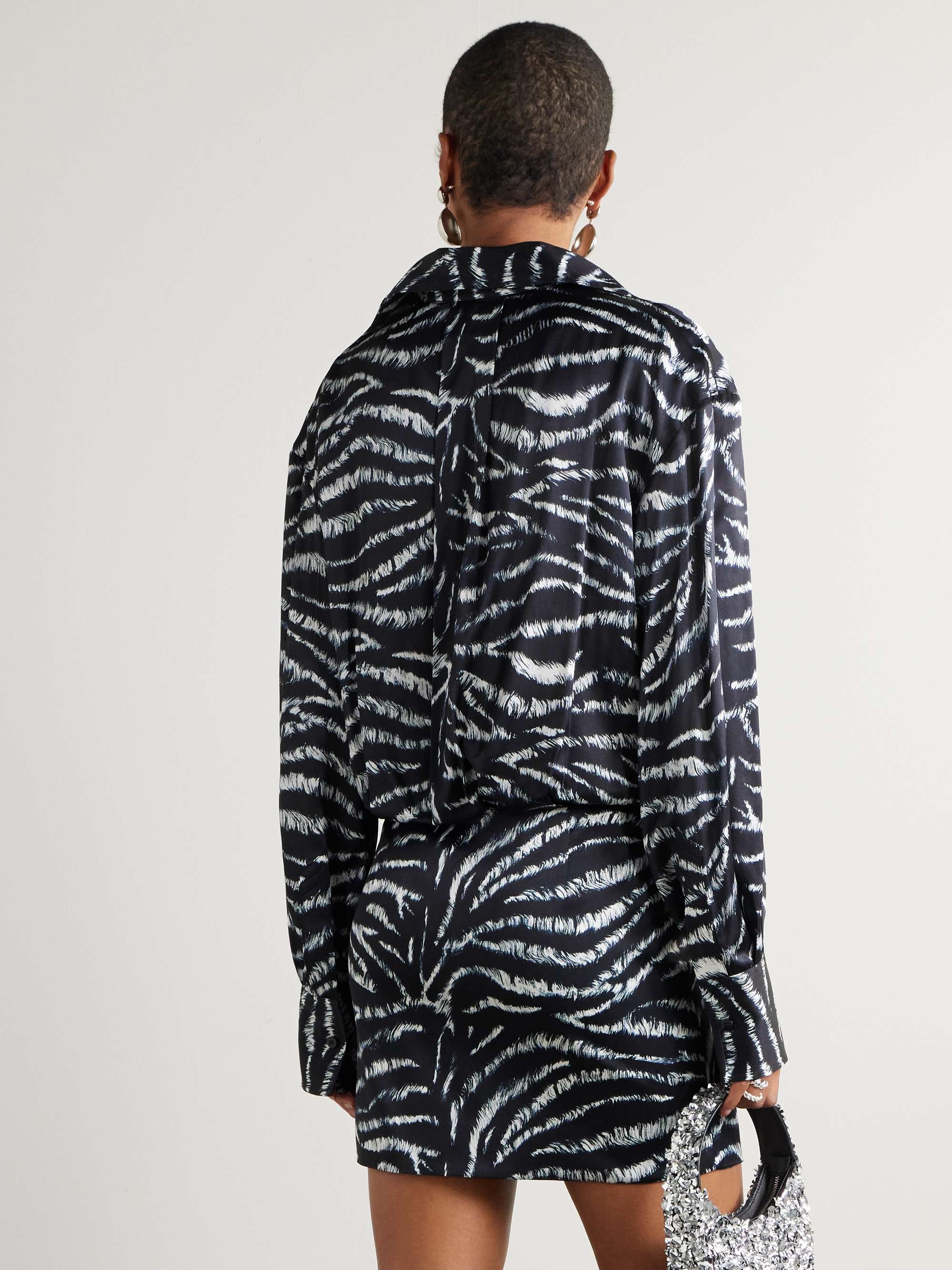 Silvye printed satin mini shirt dress view