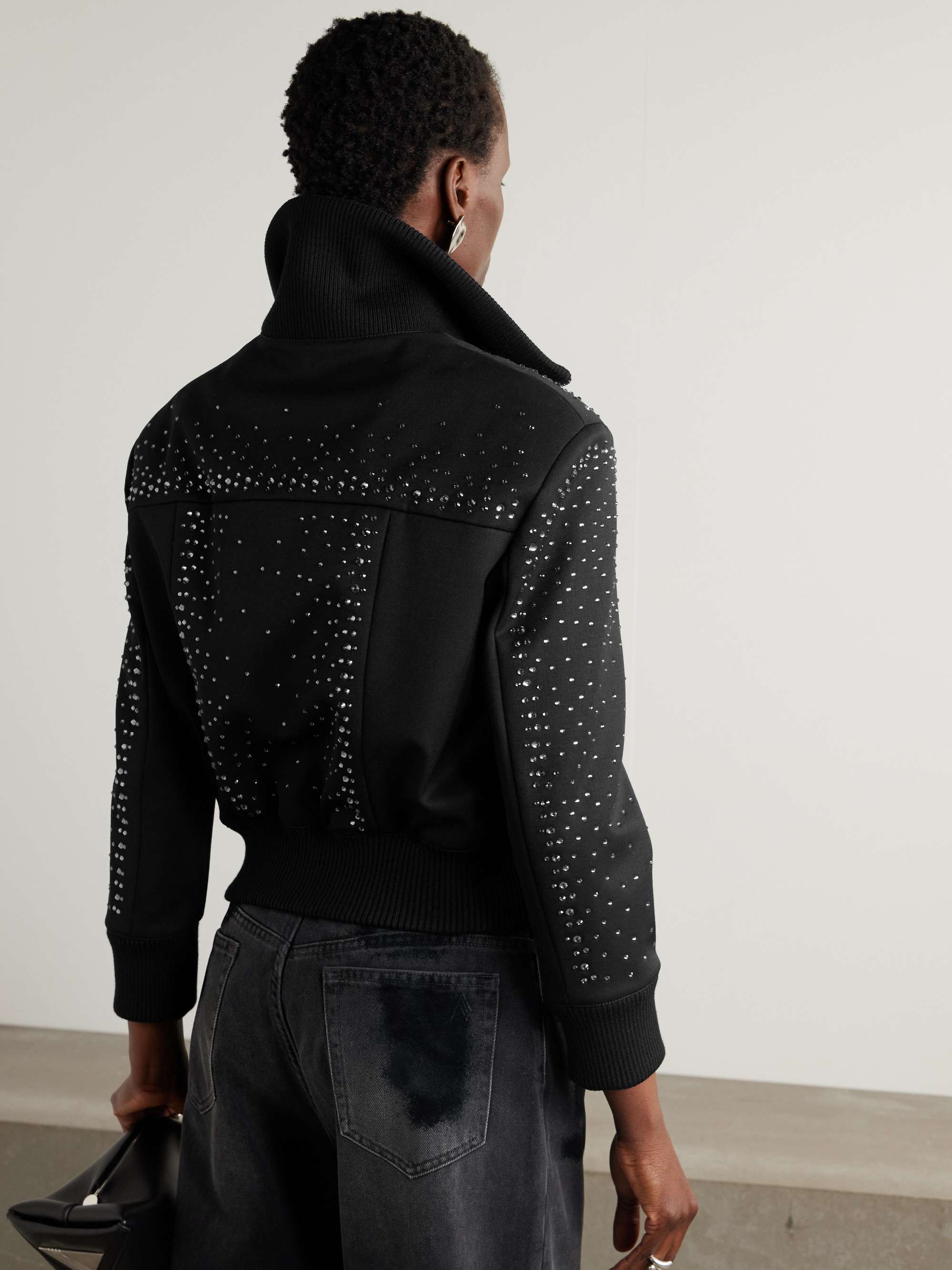 Crystal-embellished twill bomber jacket view