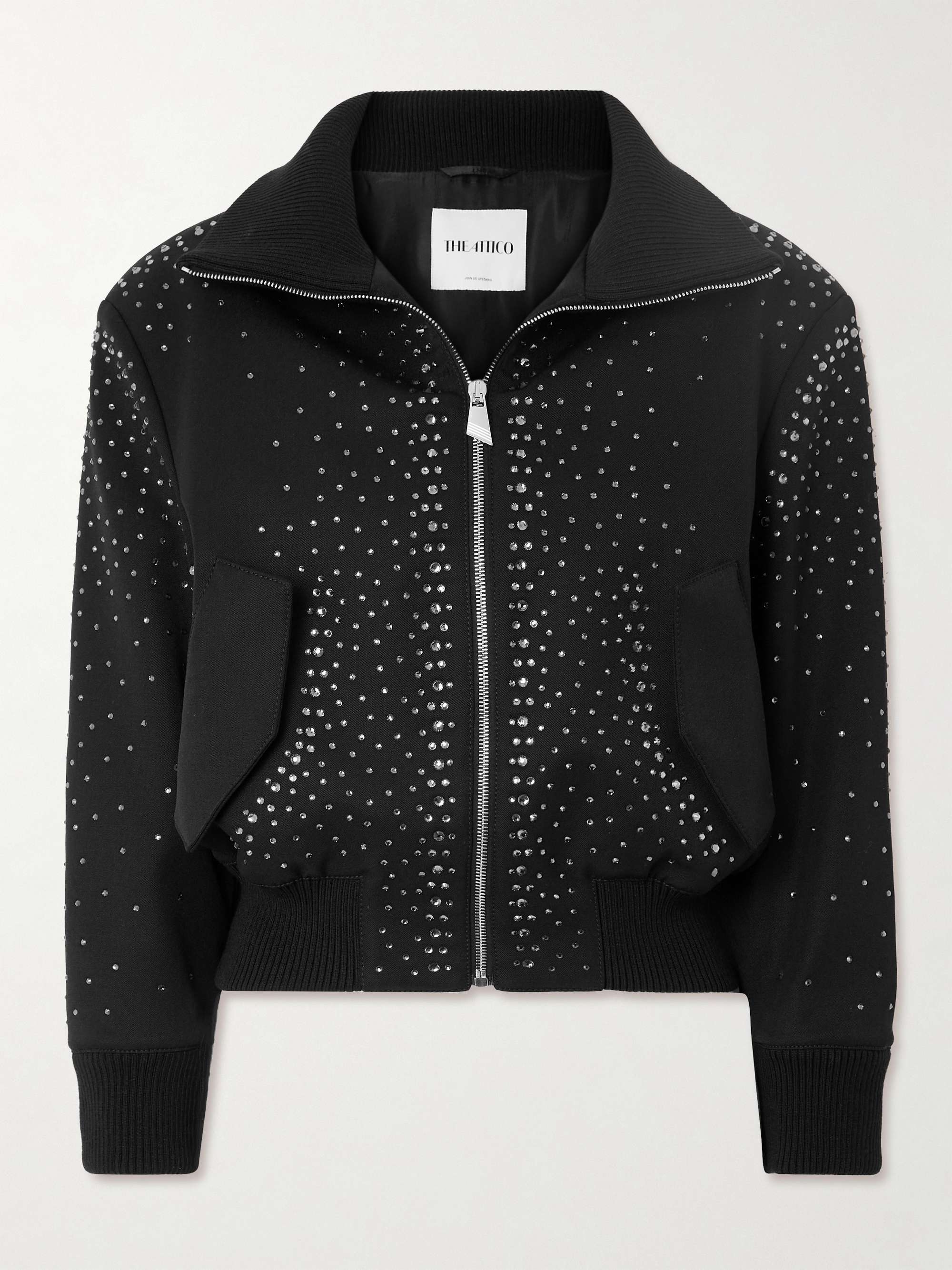 Crystal-embellished twill bomber jacket view