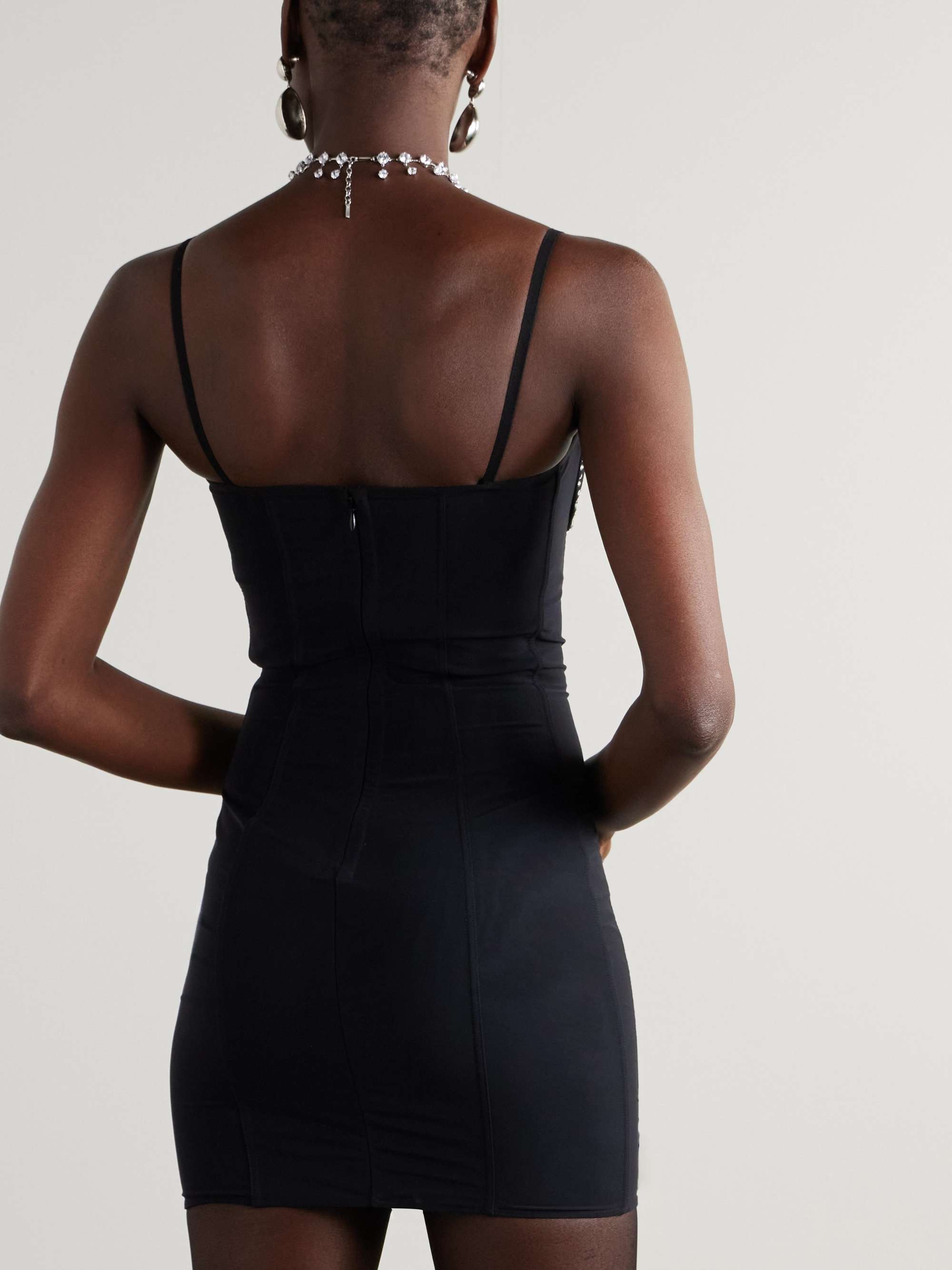 Crystal-embellished jersey mini dress view