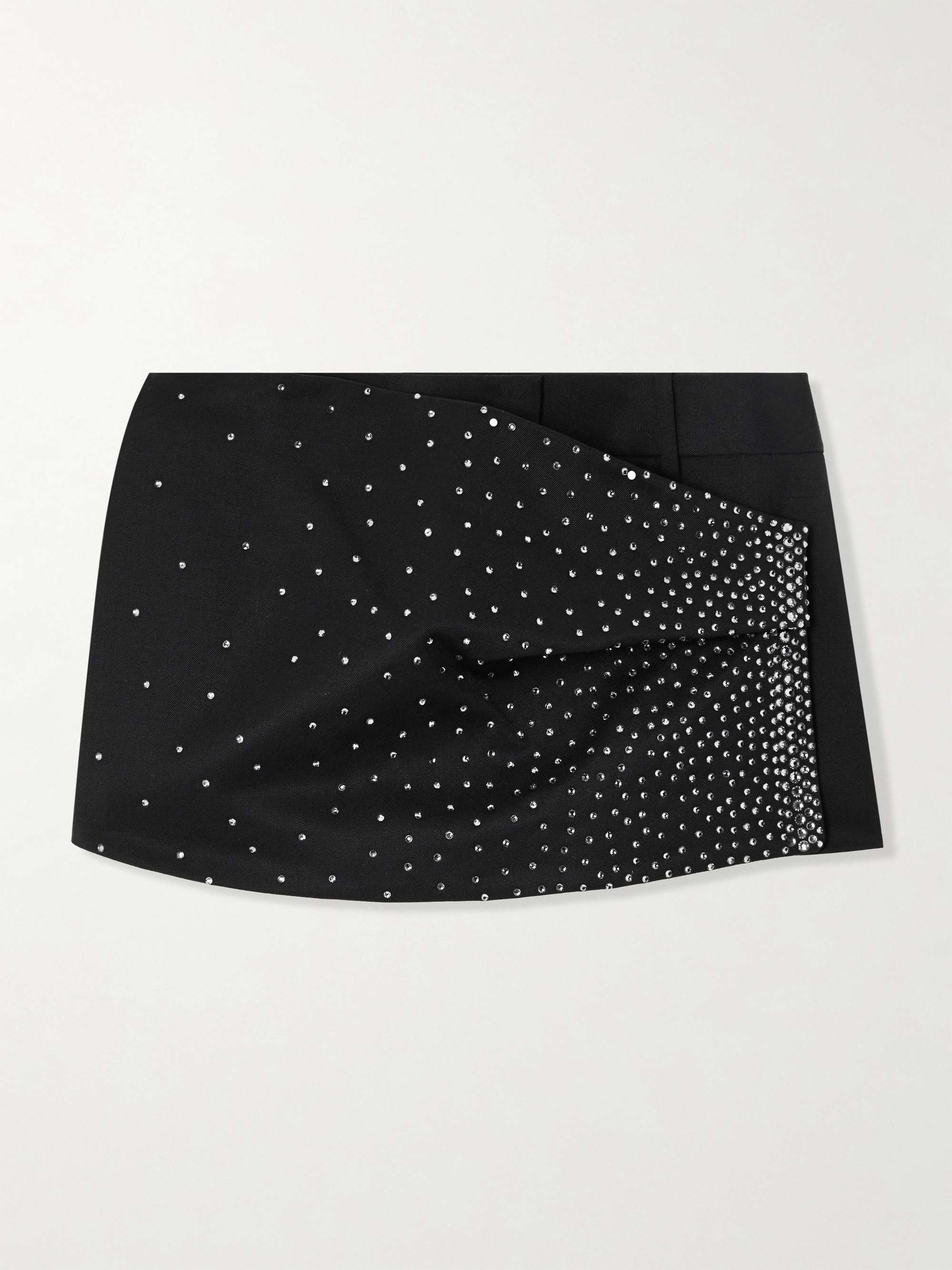 Wrap-effect crystal-embellished wool shorts view